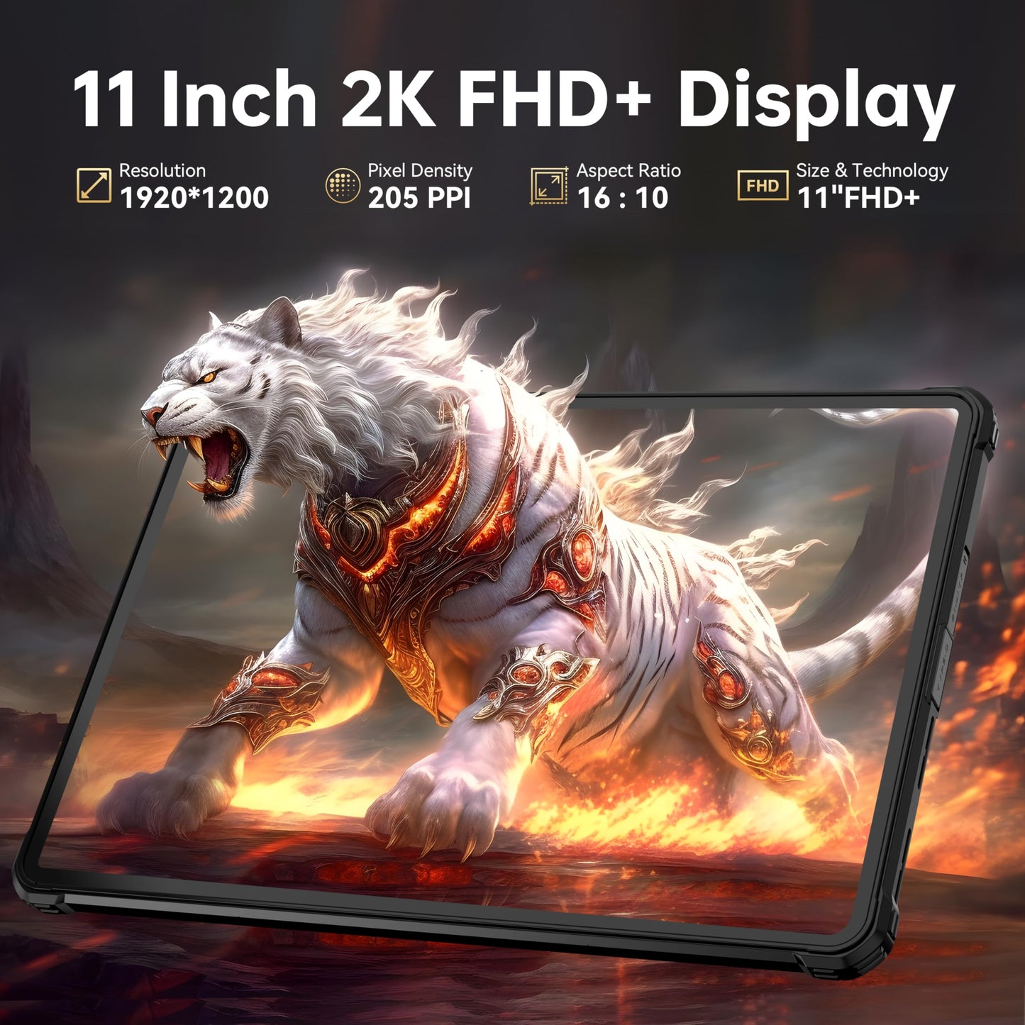 OUKITEL RT8 Android 14 Rugged Tablet - 11 inch Octa-Core MTK Helio G99 20000mAh Waterproof Tablets with Folding Stand, 12GB RAM+256GB ROM/1TB 48MP+32MP Camera Tablet PC, TÜV/IP68&IP69K/Dual SIM 4G LTE