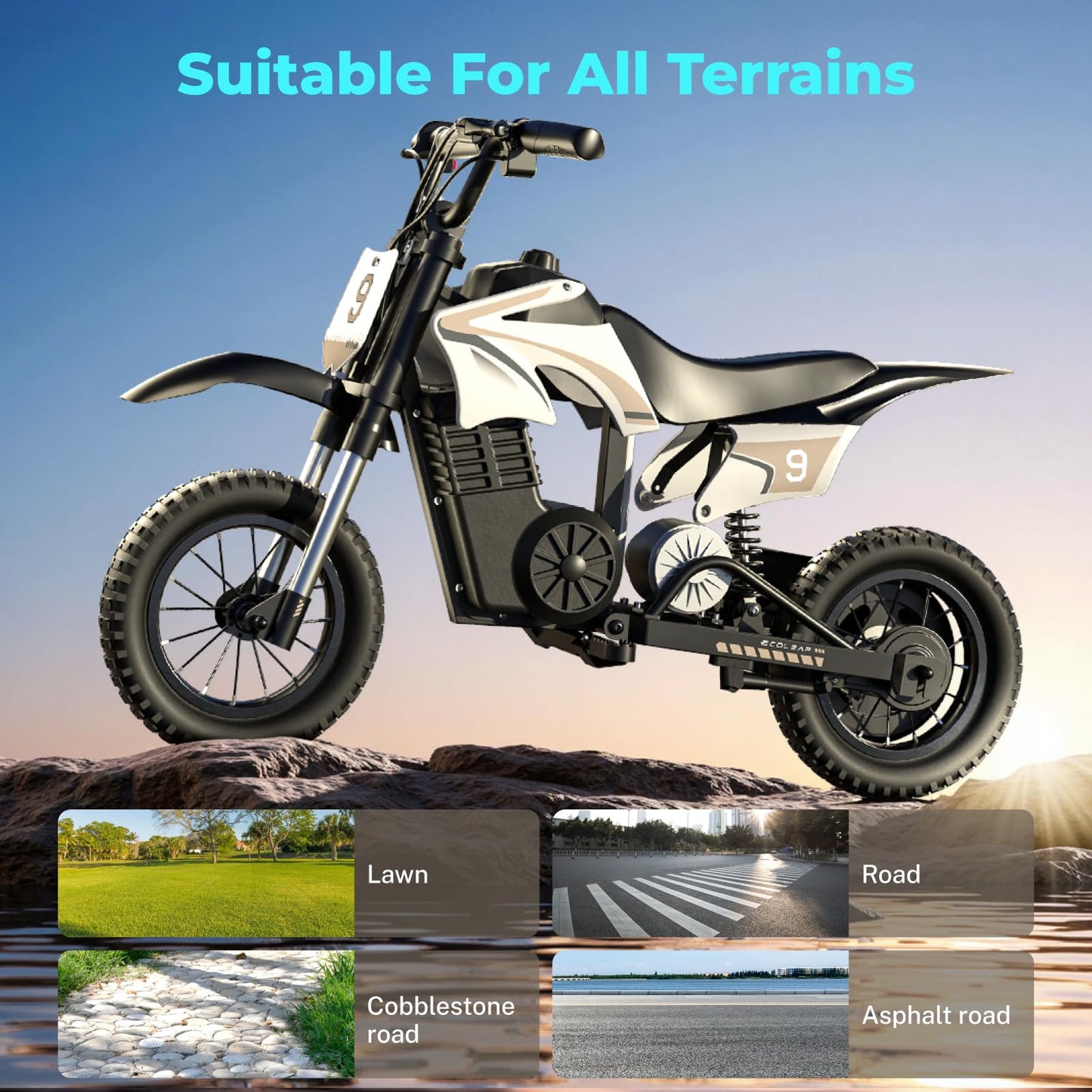 ECOLEAP 36V Kids Electric Dirt Bike 700W Peak Motorcycle,16MPH Fast Speed 10Mile Long-Range,3-Speed Modes Electric Bike for Kids Ages 3-10