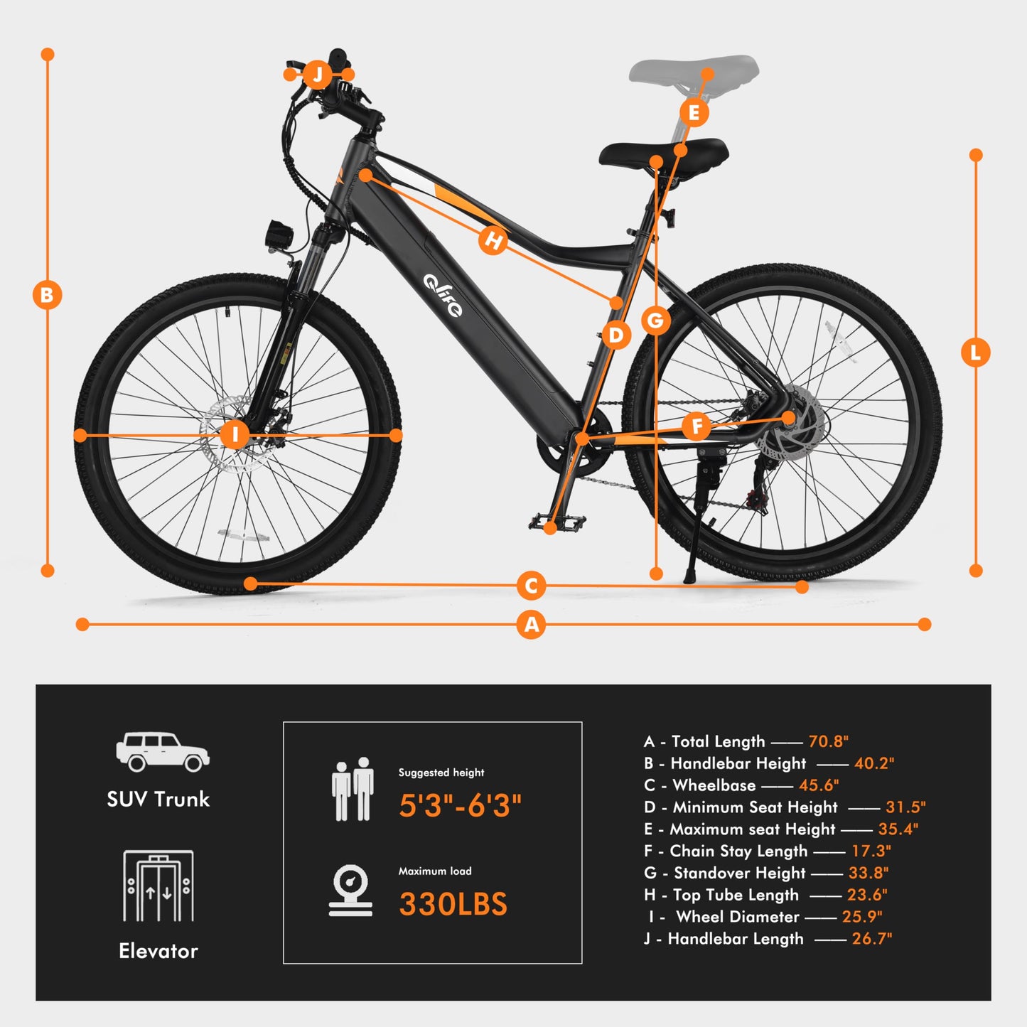 Qlife Electric Bike for Adults, Peak 750W Motor Ebikes with 7 Speed Commuter Mountain Electric Bicycle, 26" Ebike with 2.1" Tire,Built-in Removable Battery Up to 40Miles, Cityone Black