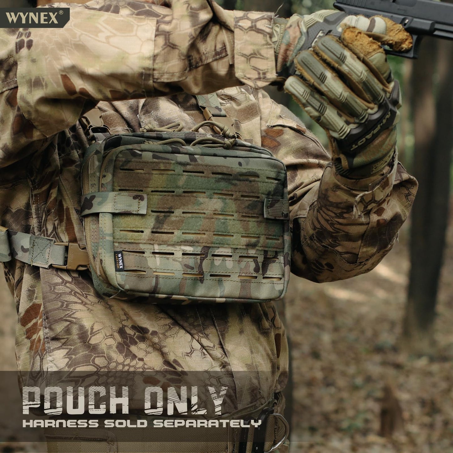 WYNEX Nylon Tactical Molle Admin Pouch of Laser Cut Design, Utility Pouches Molle Attachment Military Medical EMT Organizer with Map Pocket EDC EMT Pack IFAK Tool Holder Universal U.S.A Patch Included