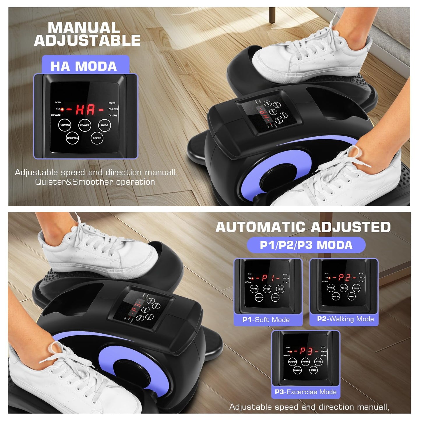 ANCHEER Under Desk Elliptical Machine, Electric Seated Pedal Exerciser, Mini Elliptical Machines for Seniors, LCD Display Monitor, Remote Control, Leg Exerciser for Home (Training Blue Purple)