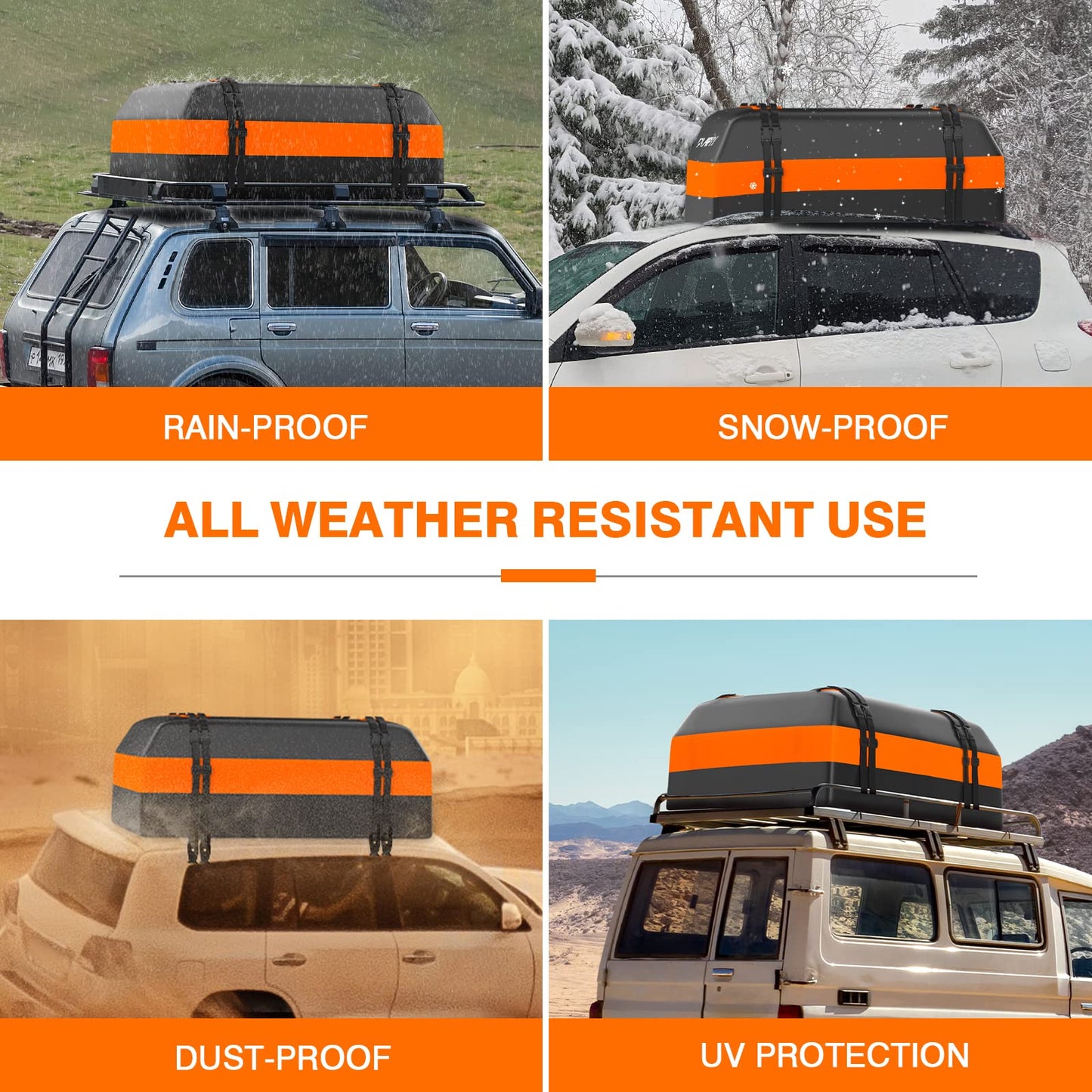 APTY Car Rooftop Cargo Bag Carrier, 16 Cubic Feet Soft Roof Top Luggage Bag for All Vechicles with/Without Racks - with Waterproof Zip, Luggage Lock, Anti-Slip Mat, Door Hooks, Storage Bag
