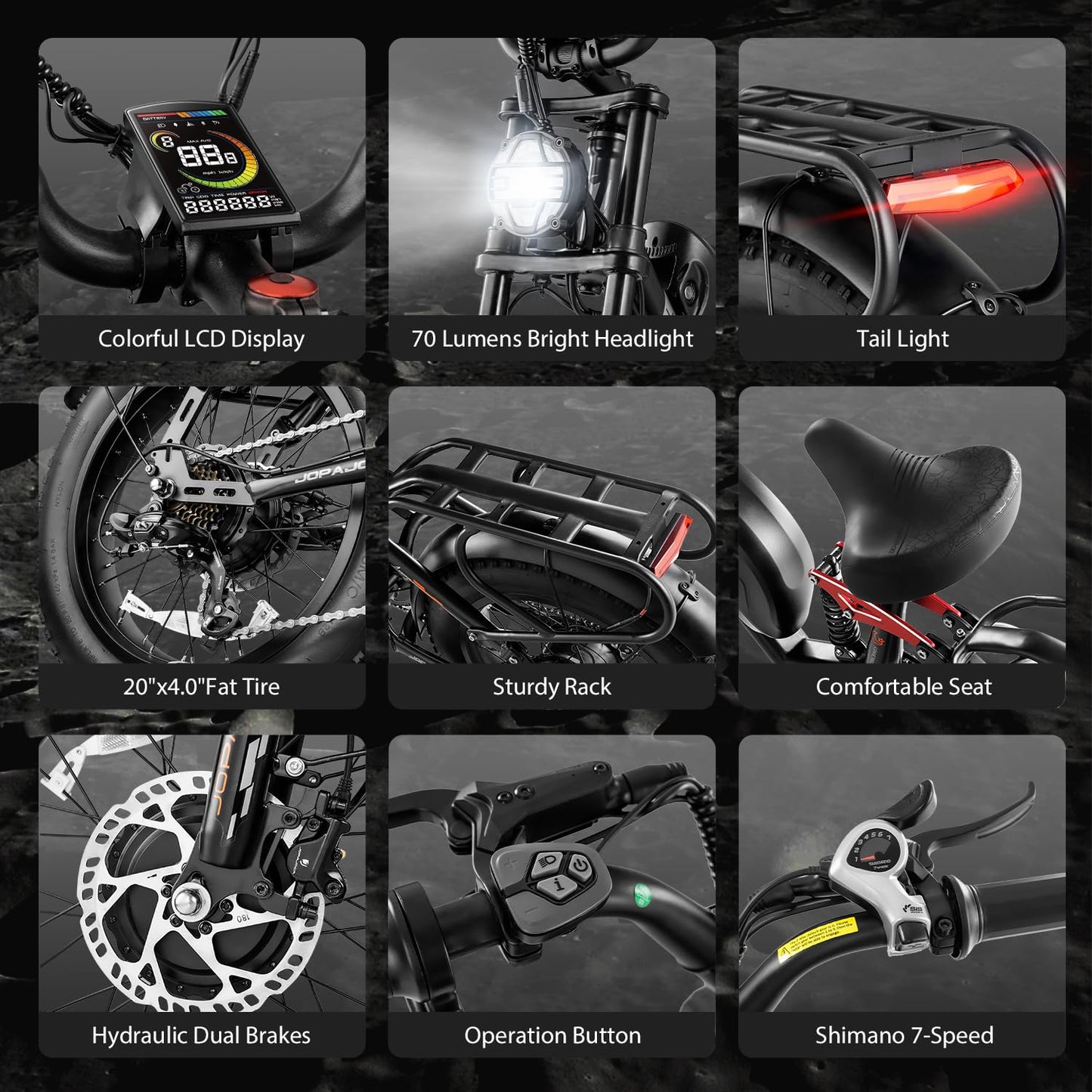 Eahora Terra/TerraⅡ Peak 1500W/3000W Electric Bike for Adults 30-33MPH 80Miles Long Range Full Suspension Dual Motors EBike 48V 15A Battery Electric Mountain Bike