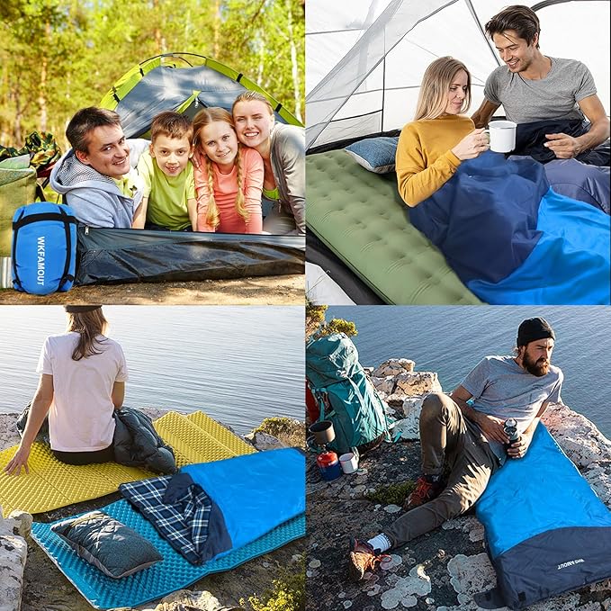 Backpacking Flannel Sleeping Bag Lightweight for Adults Hiking Ultralight Compact Sleeping Bag Portable Warm Weather Summer with Compression Sack