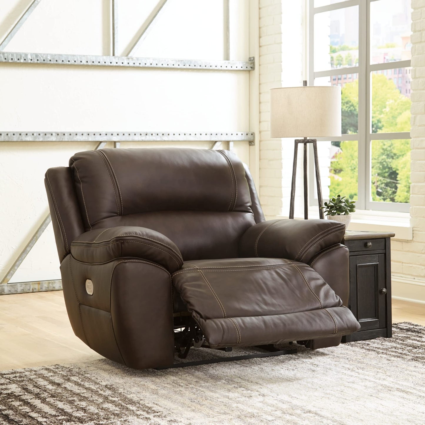 Signature Design by Ashley Dunleith Zero Wall Recliner with Power Headrest, Brown