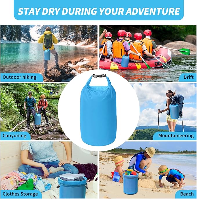 Dry Bag Set, Waterproof Small Lightweight Dry Bags for Paddle Board Kayaking, Fishing, Camping (Blue, 20L 2Pack)