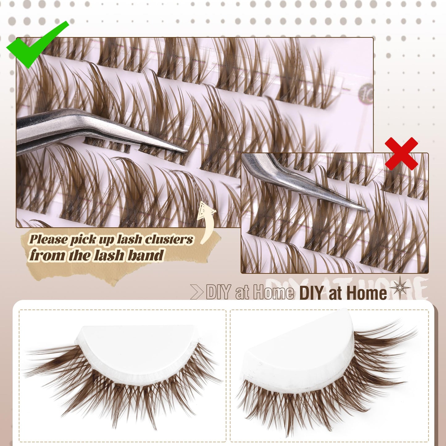 Brown Lash Clusters Wispy Eyelash Extensions Dark Brown Lash Extensions 10-16MM DIY at Home CC Curl Eyelash Clusters Natural Spiky Lash Individuals 120 Pcs Cluster Lash Pack by Mavphnee