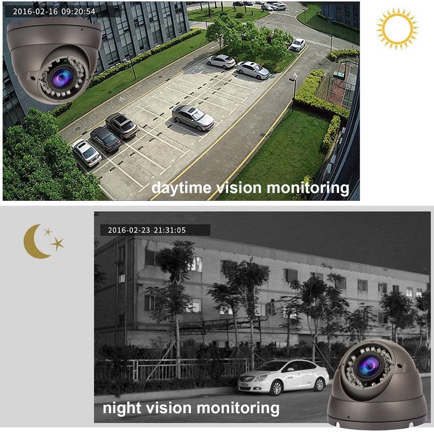 Anpviz Analog CCTV Camera HD 1080P 4-in-1 (TVI/AHD/CVI/960H CVBS) Security Dome Camera 2.8-12mm Varifocal Lens Video Surveillance, Weatherproof Metal Housing 36 IR-LEDs Day & Night (Grey)