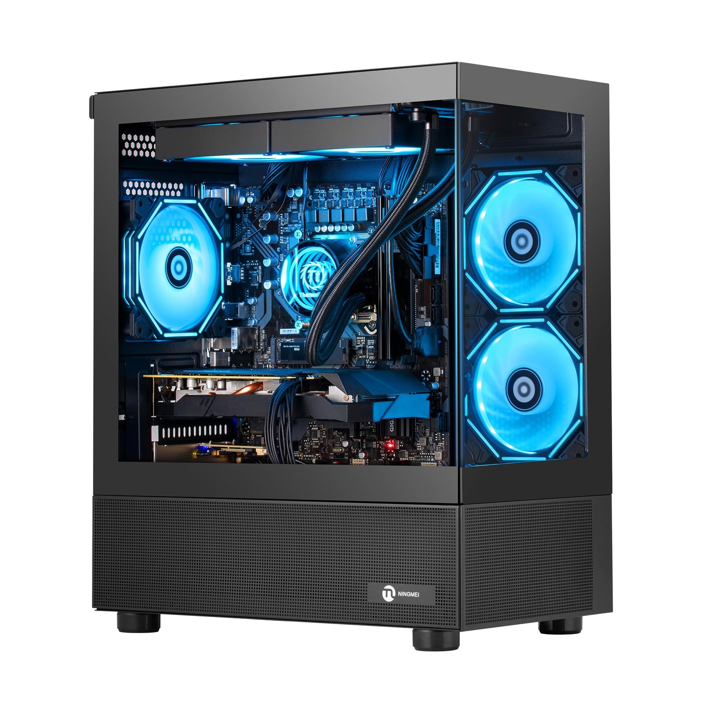 NINGMEI Supreme Master Gaming PC Desktop,AMD Ryzen 7 5700X 8 core 3.8GHz(up to 4.6GHz),GeForce RTX 5060 TI 8GB,32GB DDR4 RAM 3200MHz,1TB NVME SSD,650W PSU, Windows 11 Home 64-bit,Black