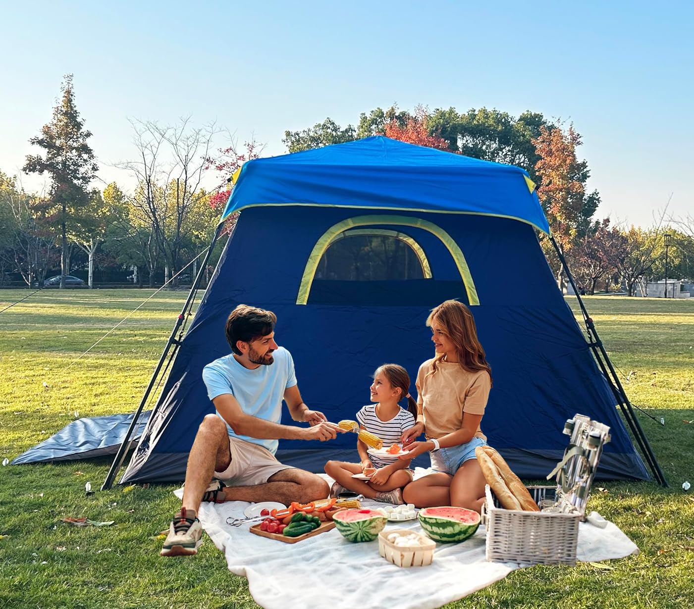 Toogh 3/4 Person Camping Tent with 1 Door, 4 Windows, and Upgraded Ventilation– Instant Setup, Waterproof, 8'x 8'x 67''Oxford Fabric Floor Pop Up in 60 Seconds Includes Rainfly and Backpack