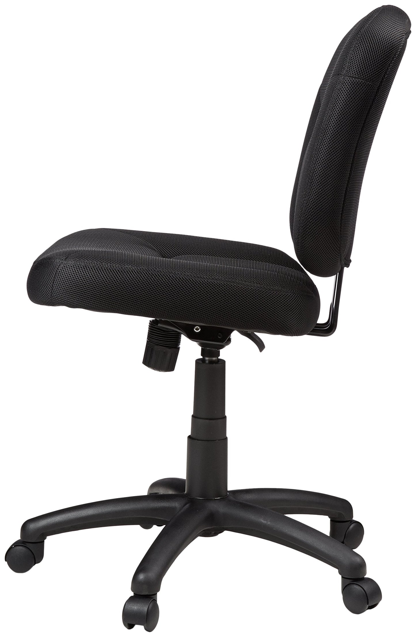 Amazon Basics Low-Back Office Desk Chair, Adjustable Height, 360 Degree Swivel, Fabric Upholstery, Black