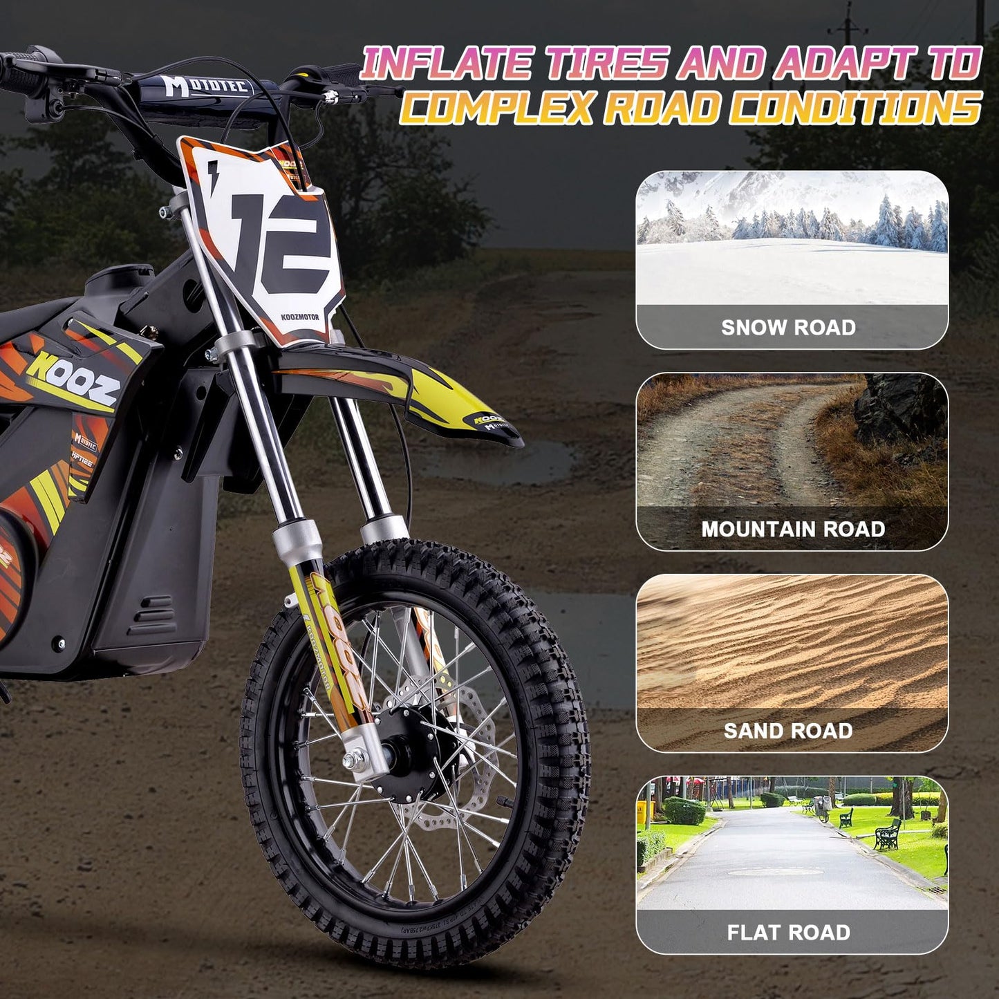 MotoTec 36v 1000w (HP112E) Electric Dirt Bike Orange