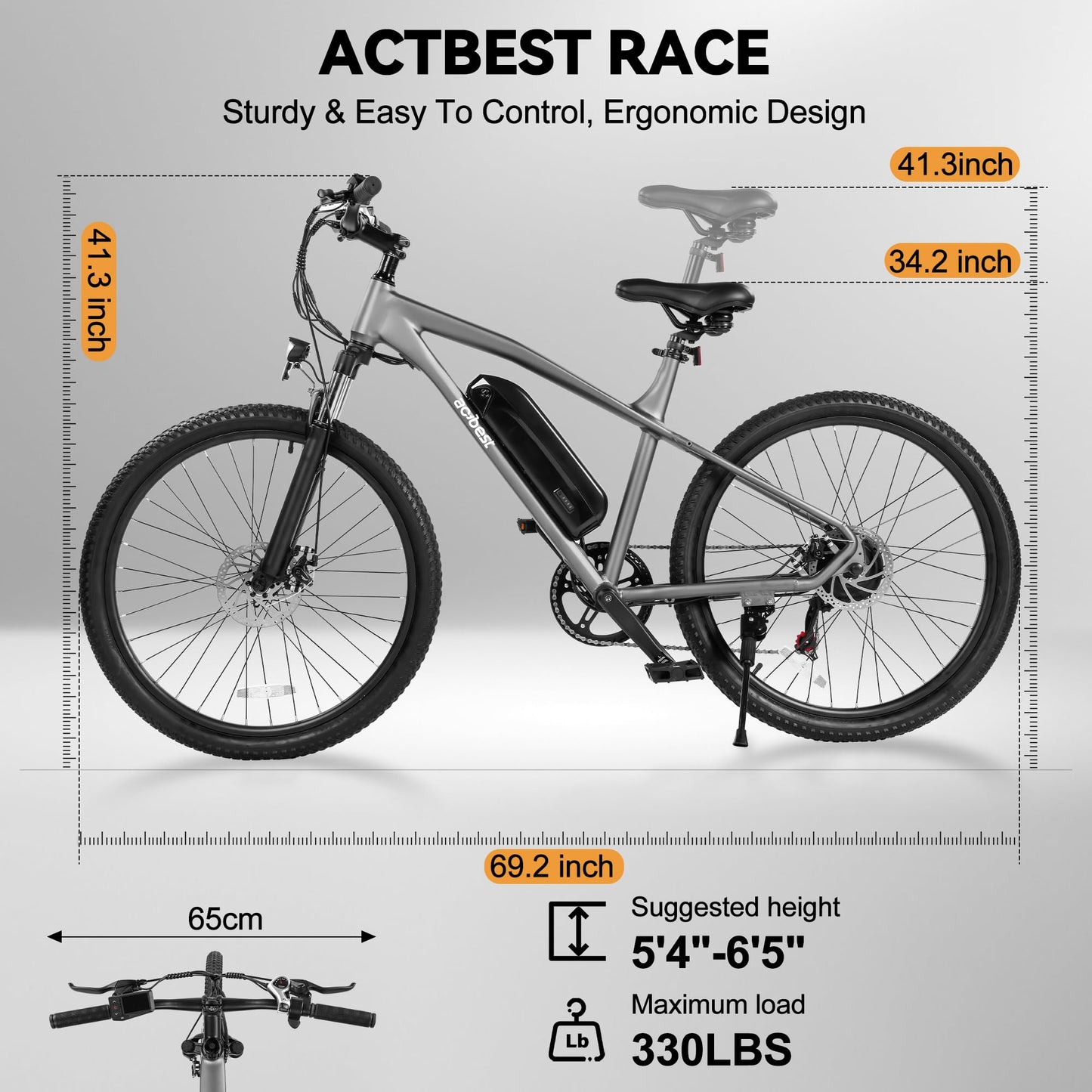 ACTBEST Race Electric Bike for Adults 21-Speed 26" Ebike,Peak 750W Brushless Motor, 22MPH, 468Wh 13AH Removable Battery, Up to 55 Miles, Commuting Mountain Electric Bicycle with Fork Suspension,26G