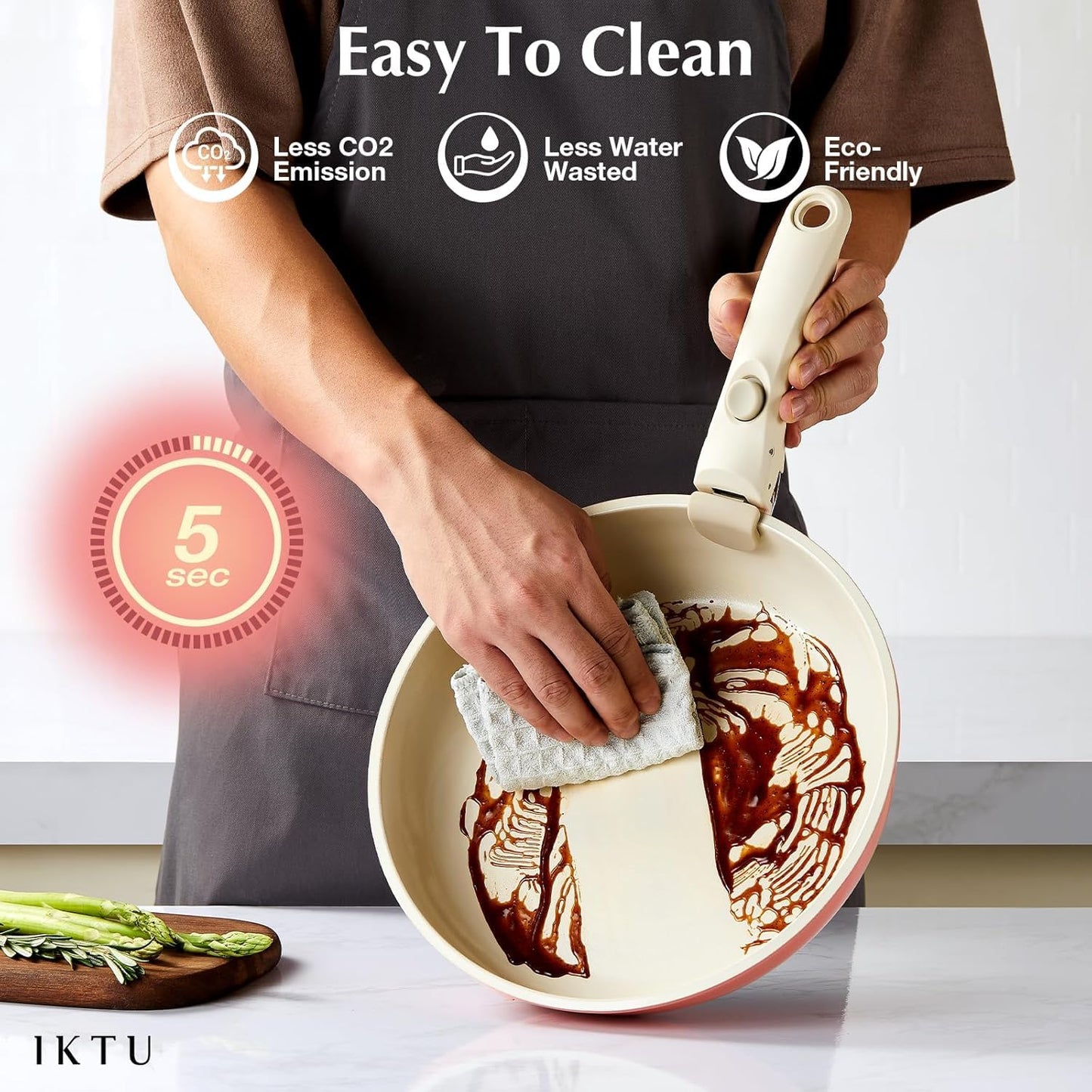 Ceramic Pots and Pans Set Non Stick, 7 Pcs Nonstick Cookware Set with Detachable Handle RV Camping Induction Kitchen Cookware Set Non Stick, PFAS PFOA & PTFE Free