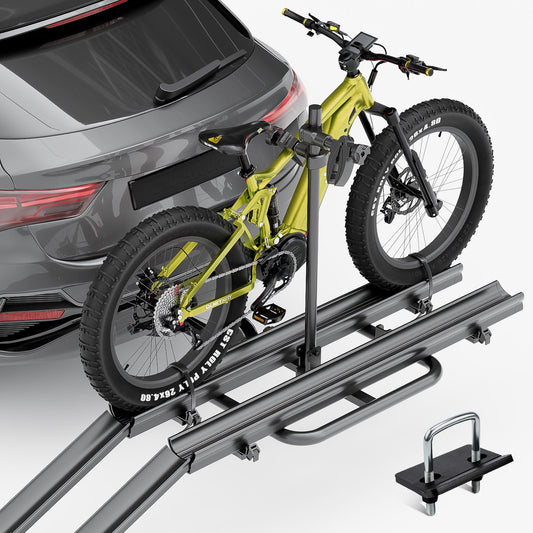 YZONA 2 EBike Rack with Ramp, Heavy Duty 200 Lbs Max Loading for Standard, 2" Hitch Mounted Carrier Bike Racks Platform, Fat Tire and Electric Bicycles, Foldable E-Bike Rack for SUVs Cars Trucks Vans