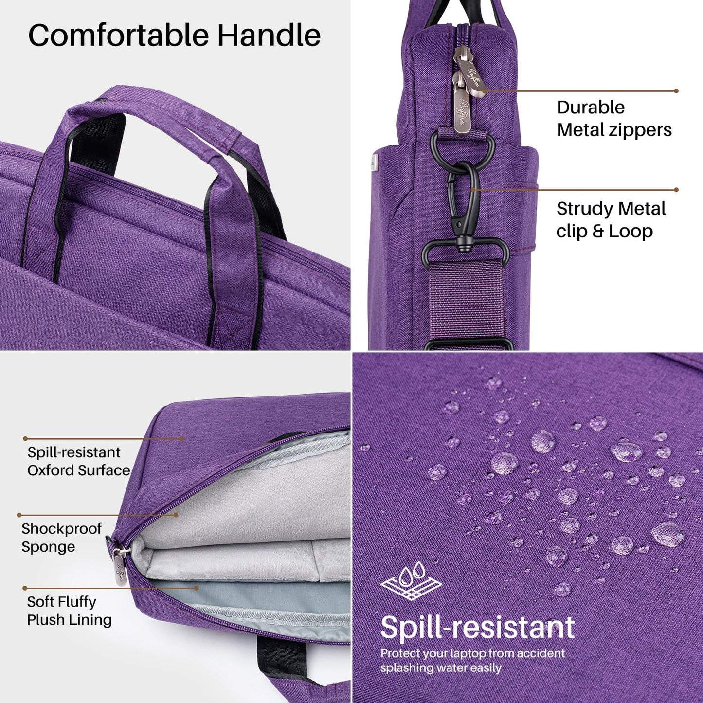 BAFFINA 17 17.3 Inch Laptop Shoulder Bag for Men Women,Waterproof Computer Carrying Case Messenger Bag with Strap for 17-18" HP Dell,Laptop Briefcase for Office business Travel College School,Purple