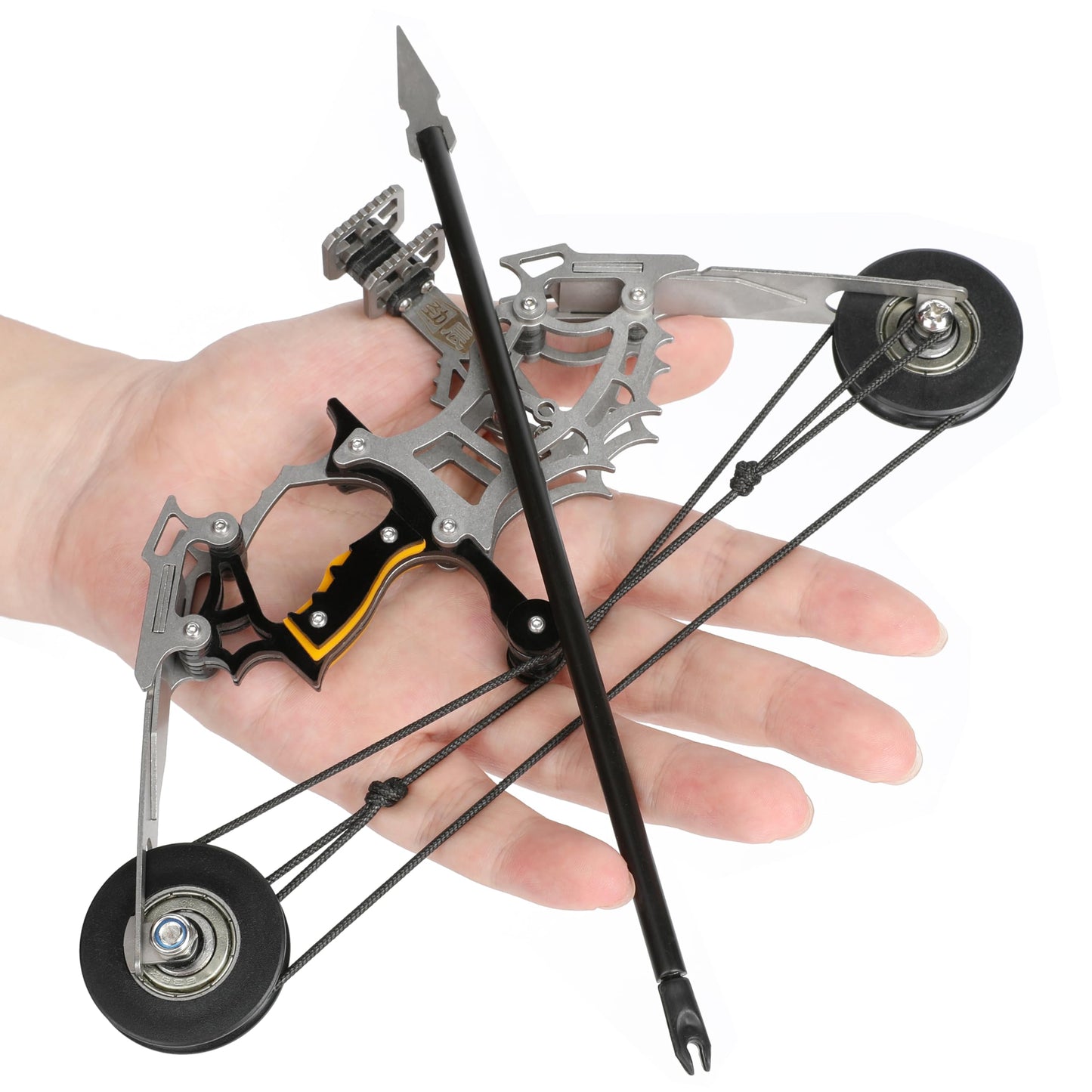 AMEYXGS 8.8 inch Mini Compound Bow Stainless Steel includes 4/12 Arrows and Target Paper (bow and 12 arrow)