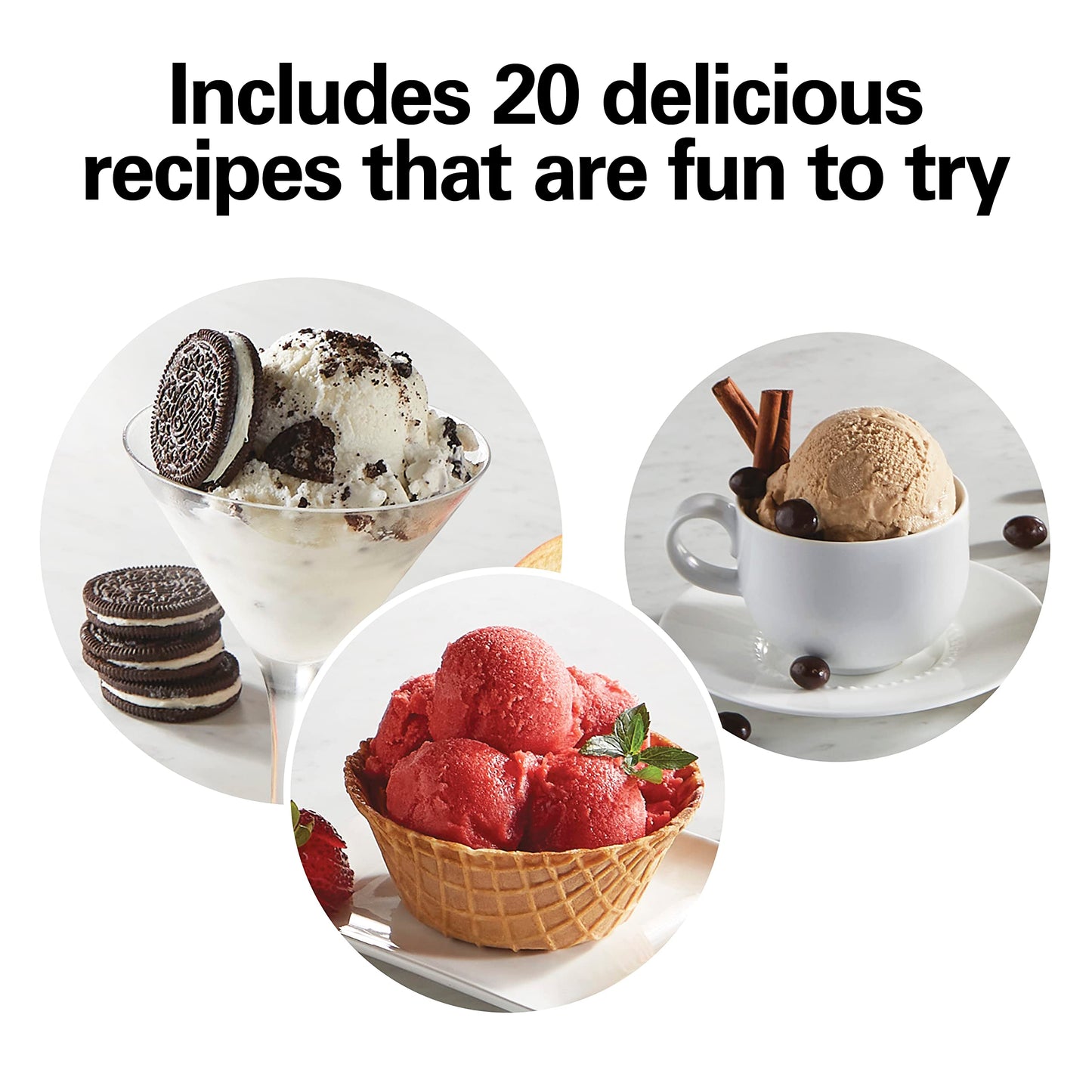 Hamilton Beach Electric Automatic Ice Cream Maker & Frozen Yogurt Machine, Makes Custard, Sorbet, Gelato and Sherbet, 4 Quart, White (68330N)