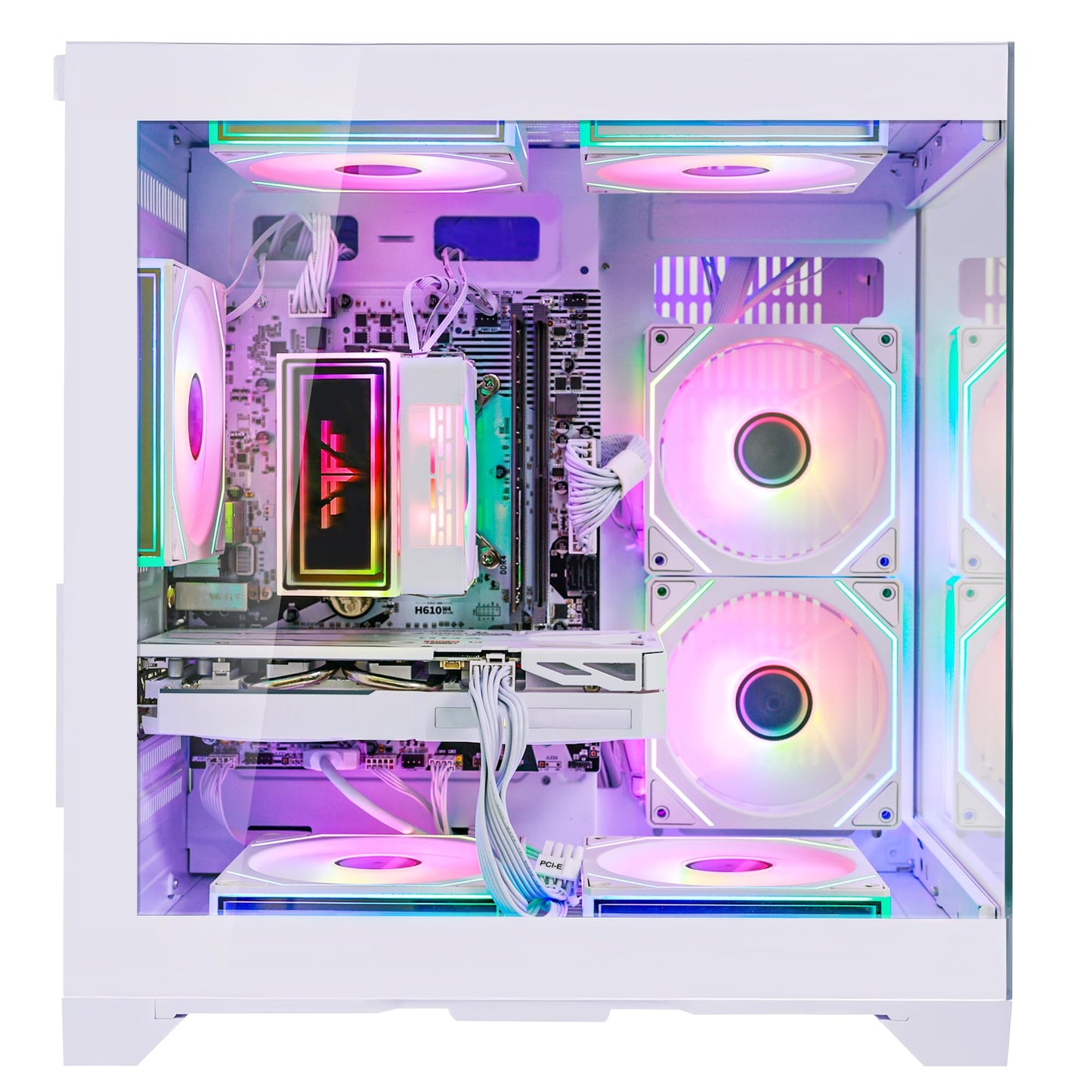 HOENGAGER Gaming PC Desktop Intel Core i5-13400F 2.5-4.4 GHz 10 Core, GeForce RTX 5060 8GB DLSS 4 GDDR7, 32GB DDR4 RAM 3200MHz,1TB PCIe SSD, Wi-Fi & Bluetooth,Windows 11 Pro, Tower RGB Computer-White