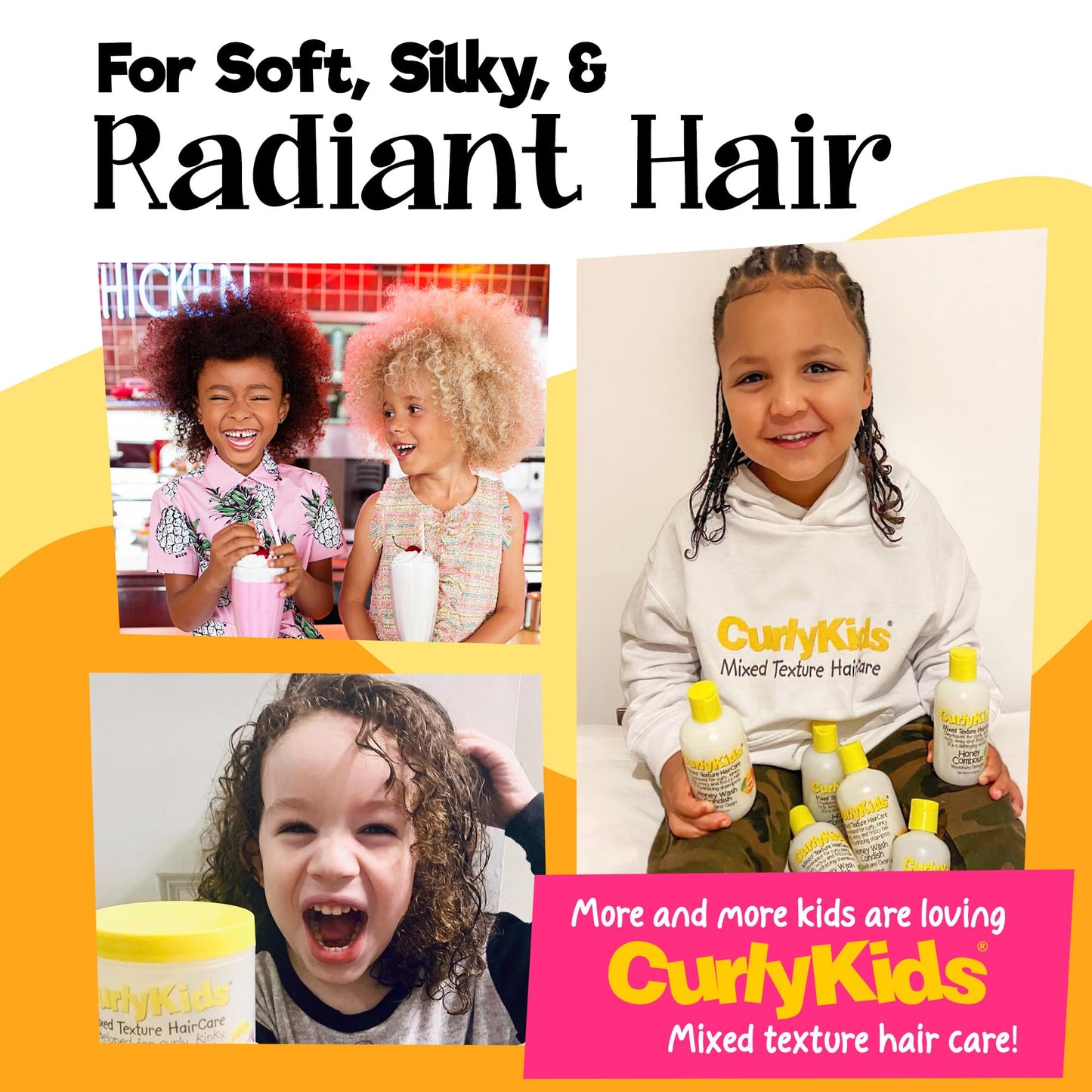 CurlyKids Hair Detangler Conditioner for Kids Kinky, Wavy & Curly Hair - Sulfate & Paraben Free Hair Care Formula - 8oz