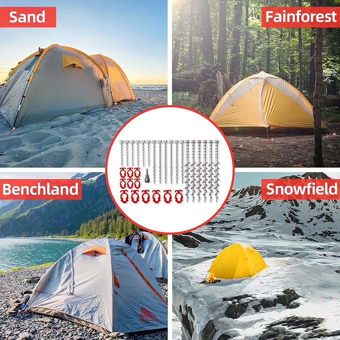 Ground Anchors Non-Rust Cast Aluminum Heavy Duty Tent Anchors for Swing Set Anchors Screw in kit for Securing Animals, Tents, Canopies, Sheds, Car Ports, Swing Sets Outdoors(Big)