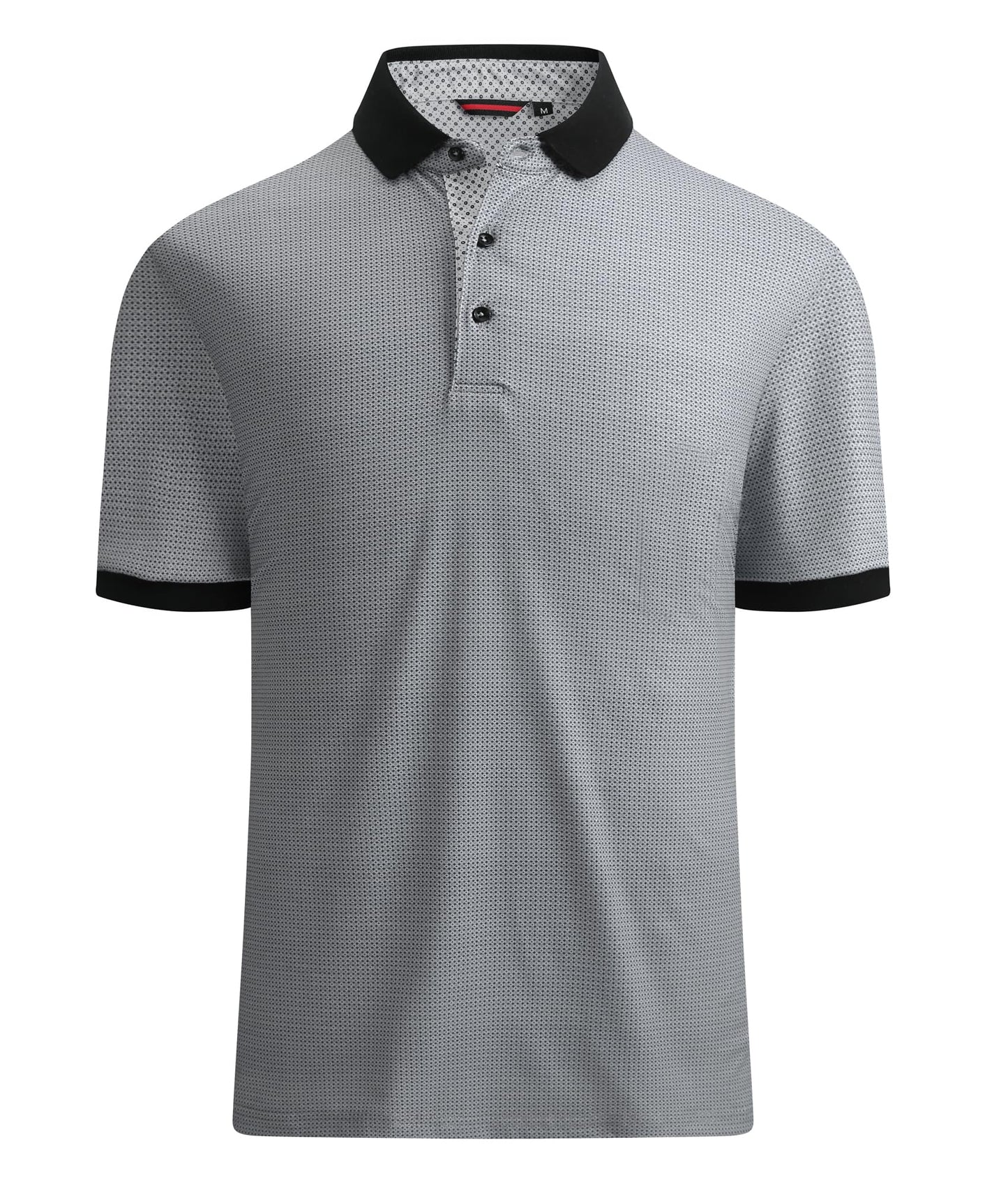 Alex Vando Mens Polo Shirts Short Sleeve Regular Fit Printed Golf Polo Shirt,Grey w/Black Dots,XL