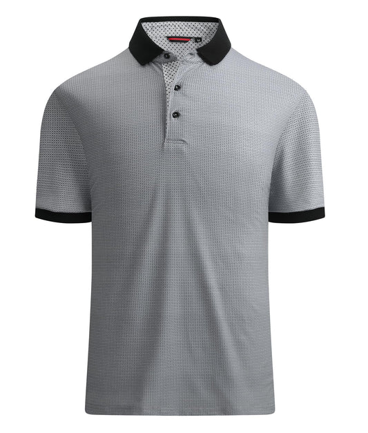 Alex Vando Mens Polo Shirts Short Sleeve Regular Fit Printed Golf Polo Shirt,Grey w/Black Dots,XL