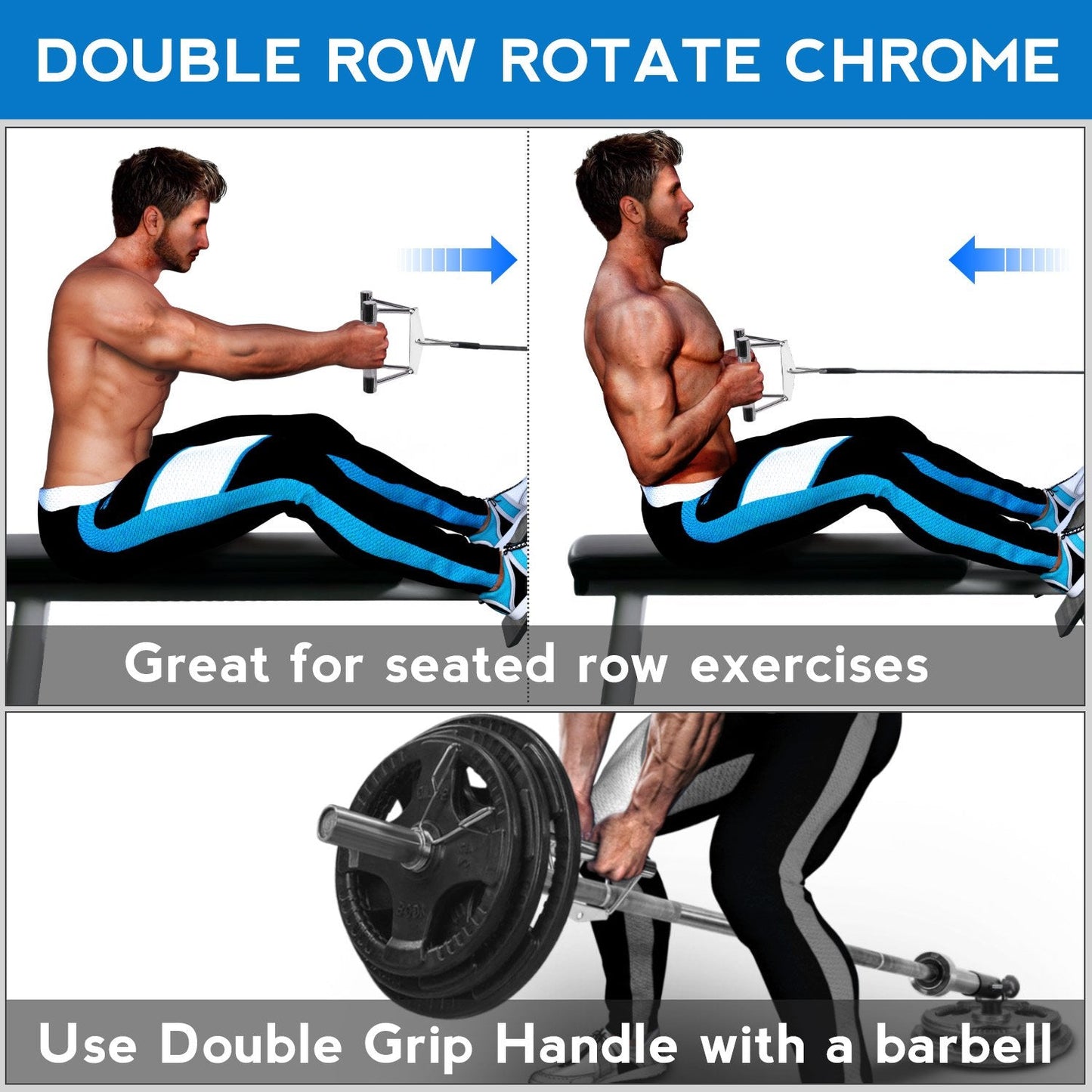 Yes4All Rotating Double D Row Handle Cable Attachment for Weight Workout, Cable Machine Accessories for Home Gym