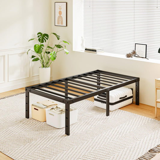 AGXI 20 Inch Twin Bed Frame No Box Spring Needed, Heavy Duty Tall Metal Twin Platform Bed Frames with Large Storage Space, Easy Assembly Strong Bearing Capacity, Noise Free