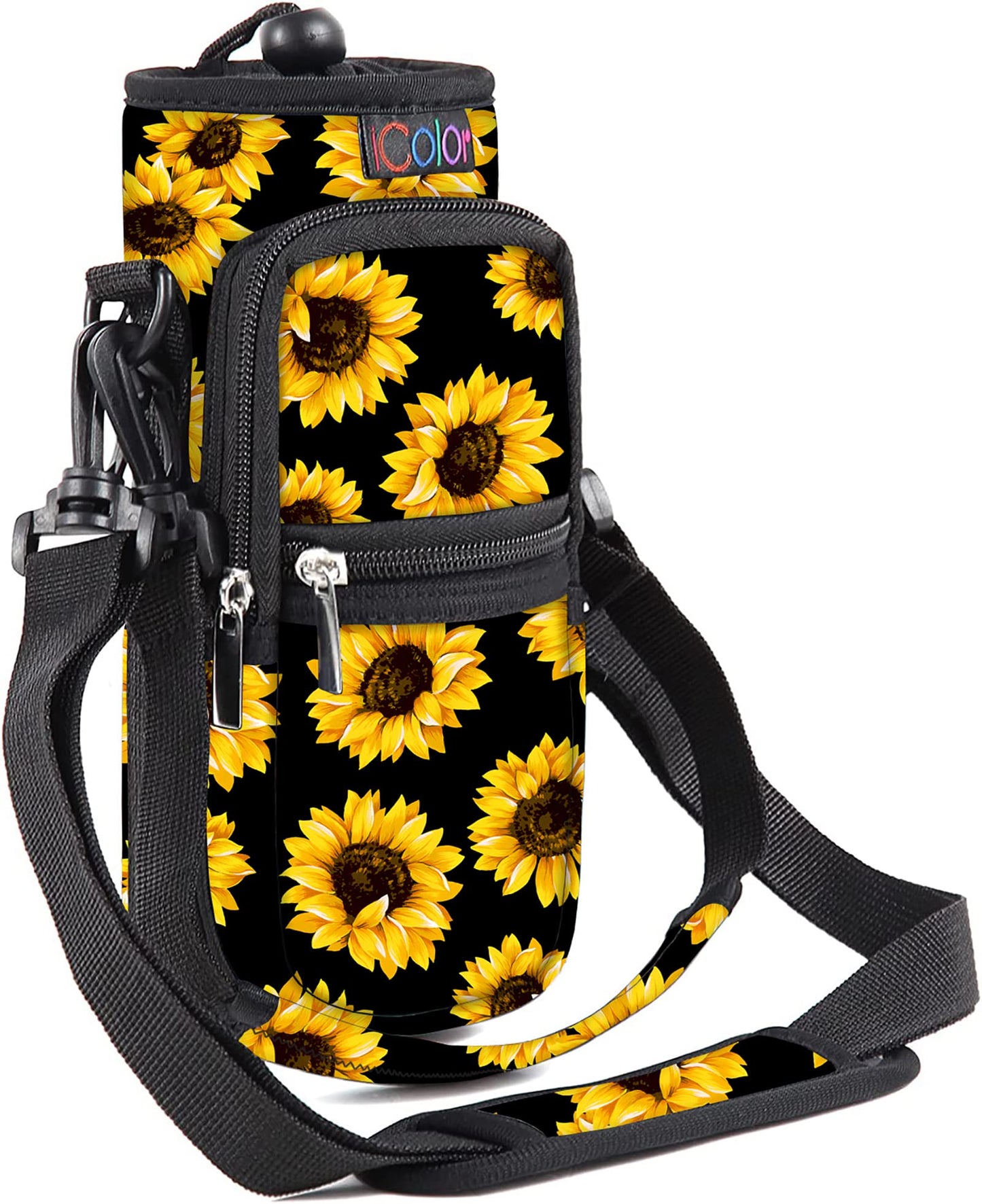 icolor Water Bottle Carrier Bag Holder 25/32/40/64oz,Adjustable Padded Shoulder & Handle Strap Sports Sling Hiking Pack,Insulated Neoprene Wide Mouth Bottle Sleeve