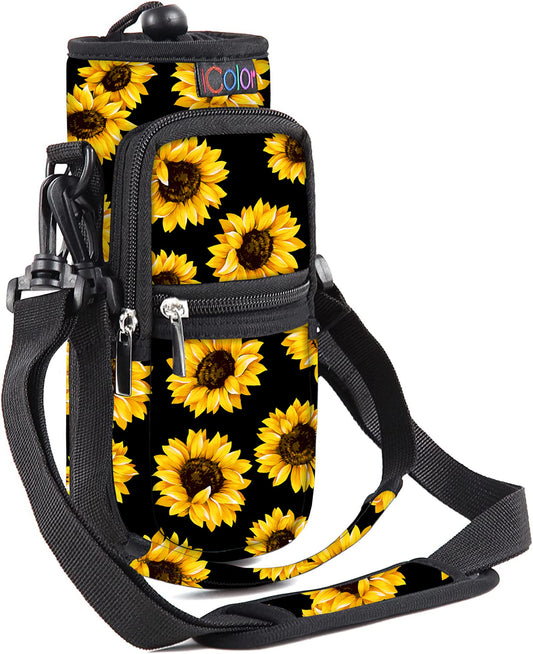 icolor Water Bottle Carrier Bag Holder 25/32/40/64oz,Adjustable Padded Shoulder & Handle Strap Sports Sling Hiking Pack,Insulated Neoprene Wide Mouth Bottle Sleeve