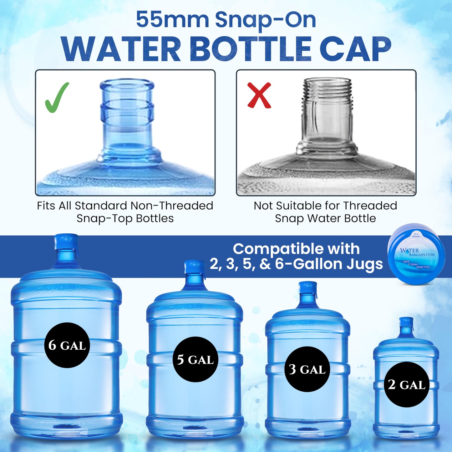 [500 Pack] USA Made 3 & 5 Gallon Water Bottle Caps - Spill Proof 5 Gallon Water Jug Cap fits 2, 3, 5, 6 Gallon Water Jugs - 5 Gallon Water Jug Lid