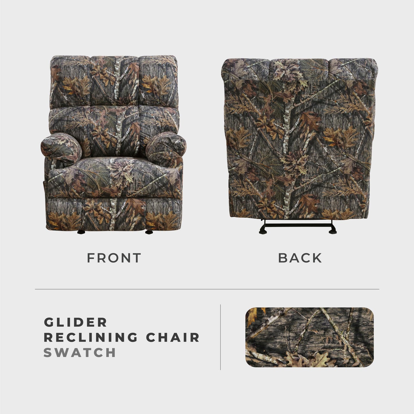 Lexicon Glider Recliner Chair with Lever Handle, Textured Microfiber Manual Recliner, Plush Stitching Cushion, Pillow Top Arms, Rustic Armchair for Cabin/Living Room, Easy Assembly, Camouflage