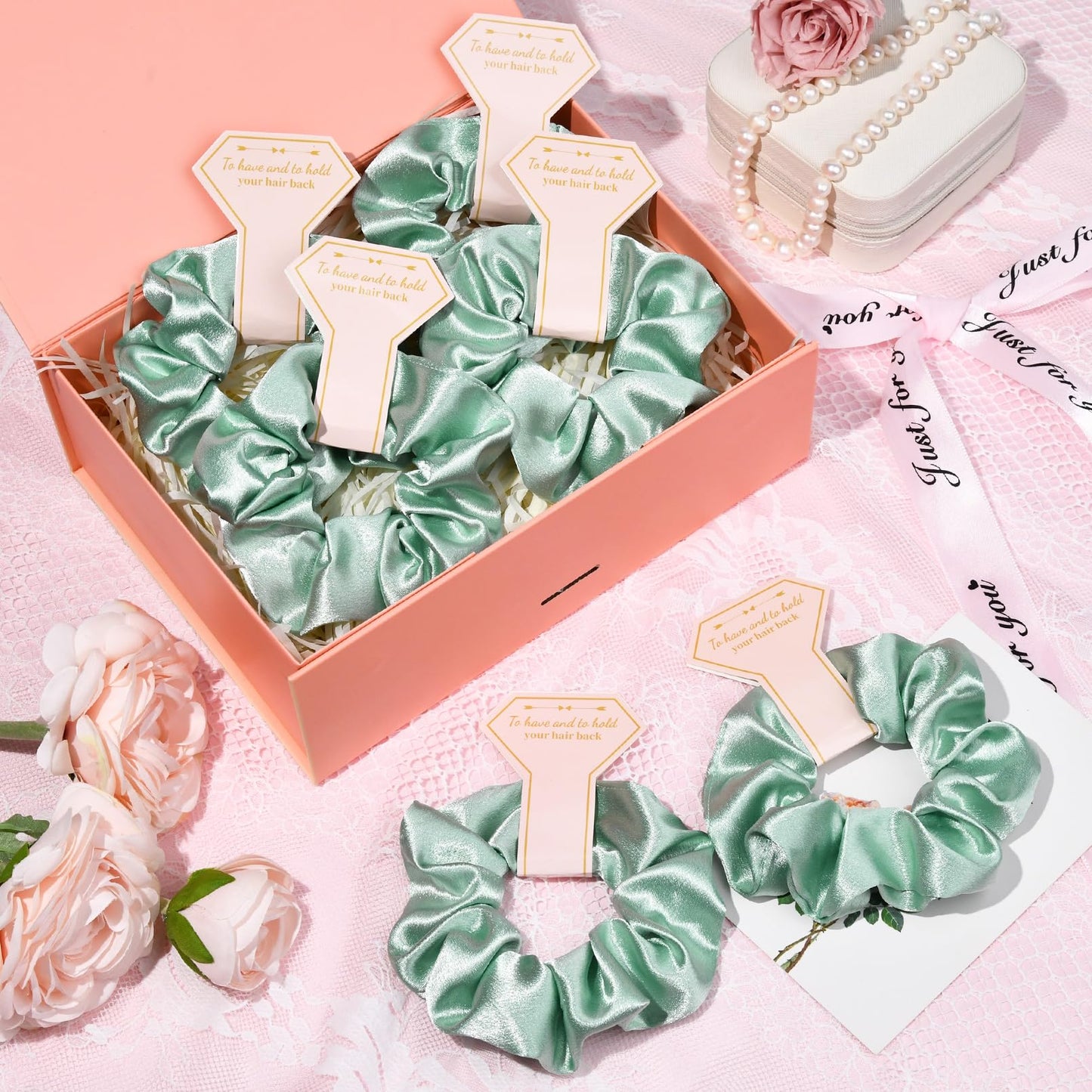 Aileam 12 PCS Hair Accessories Bridesmaid Proposal Gifts, Including Gold Glitter Bridesmaid Hair Clips and Silk Satin Soft Bridesmaid Hair Scrunchies, Women's Wedding Favor