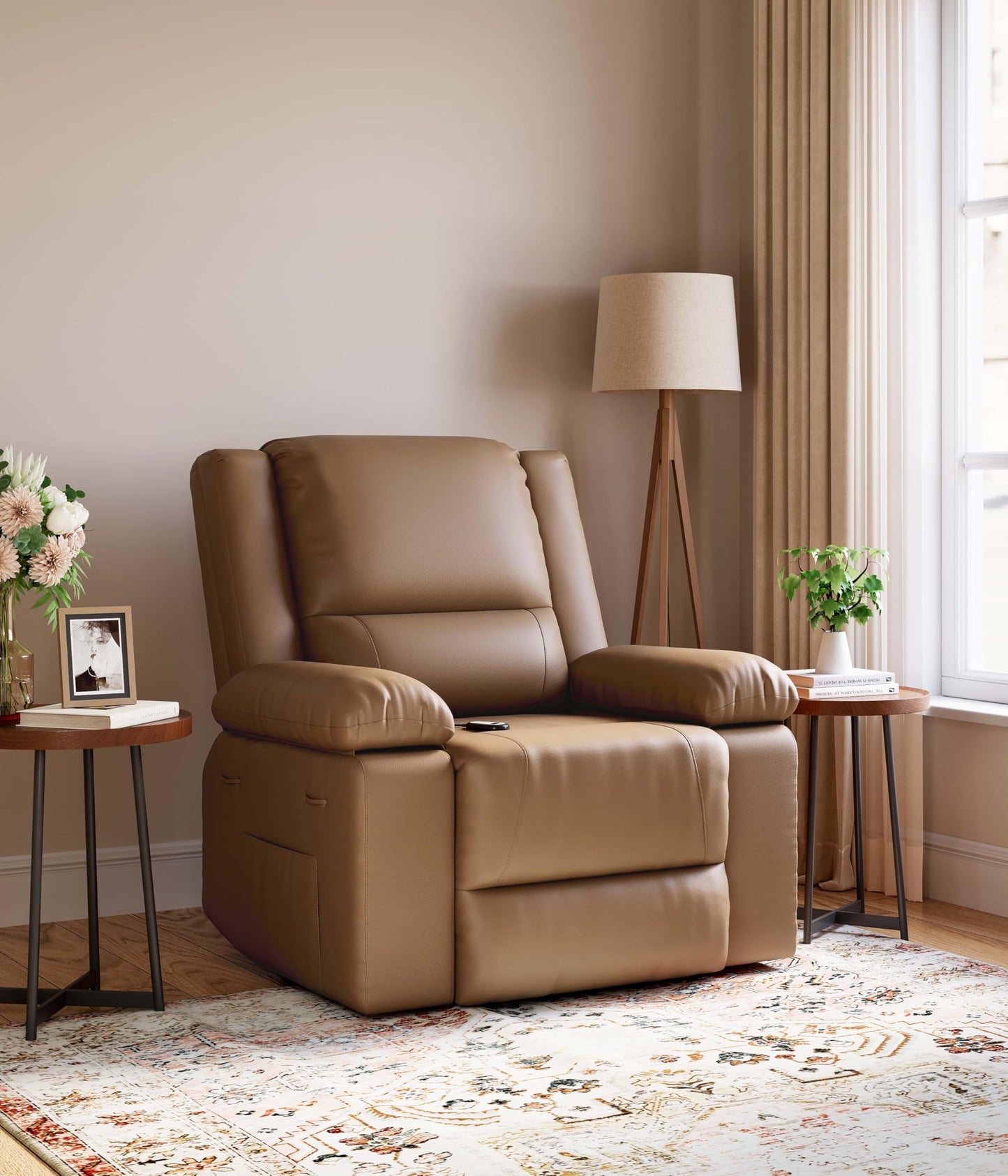 Power Lift Recliner Chair - Heat and Massage, Faux PU Electric Lift Recliner for Elderly & Mobility Impaired, Adjustable Back and Legs, Heavy Duty Lift Chair for Seniors