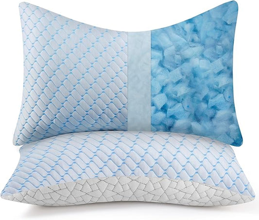 Bafode Memory Foam Pillows Standard Size Set of 2 Cooling Bed Pillow 2 Pack Shredded Memory Foam Pillow for Sleeping 20x26