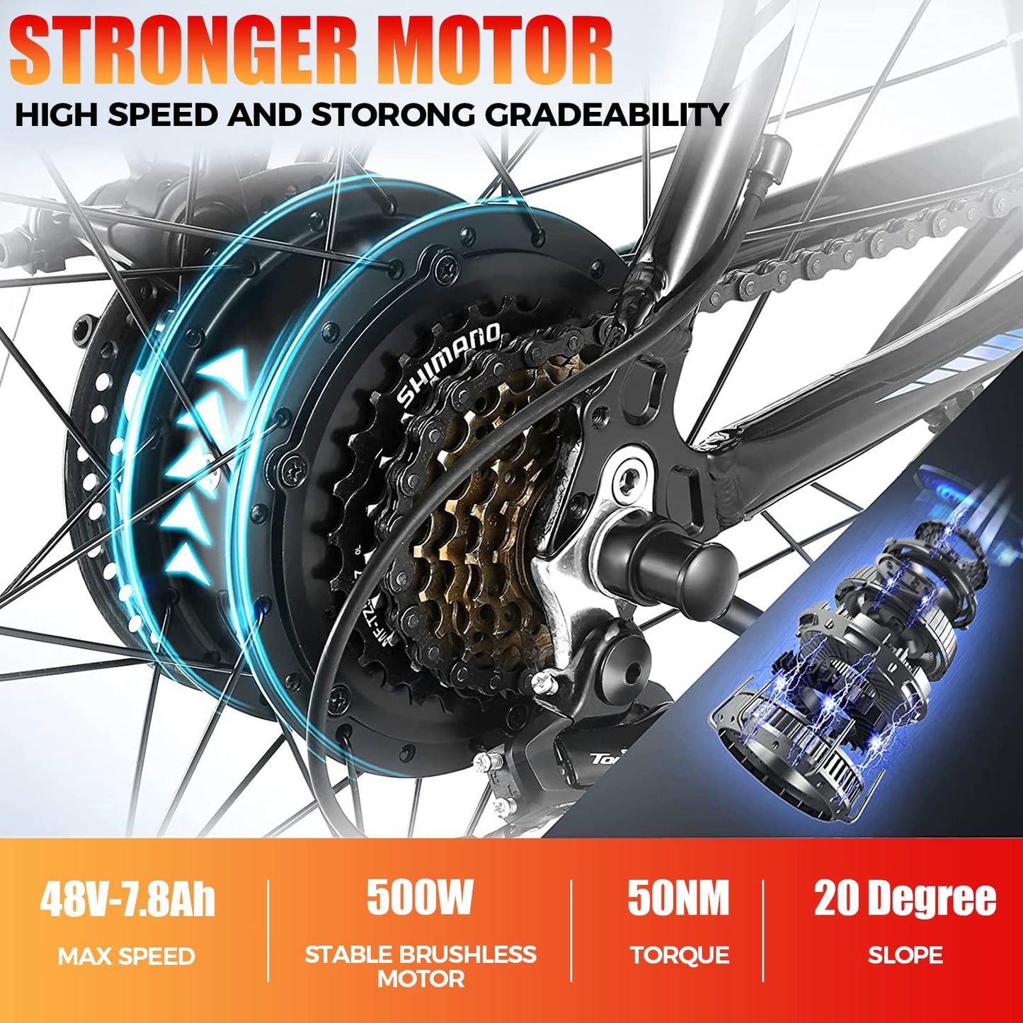 ANCHEER Electric Bike for Adults, [Peak 750W Motor] Electric Mountain Bike, 26" Sunshine Commuter Ebike, 55 Miles 20MPH Electric Bicycle with 48V/374Wh Battery, LCD-Display, 21 Speed