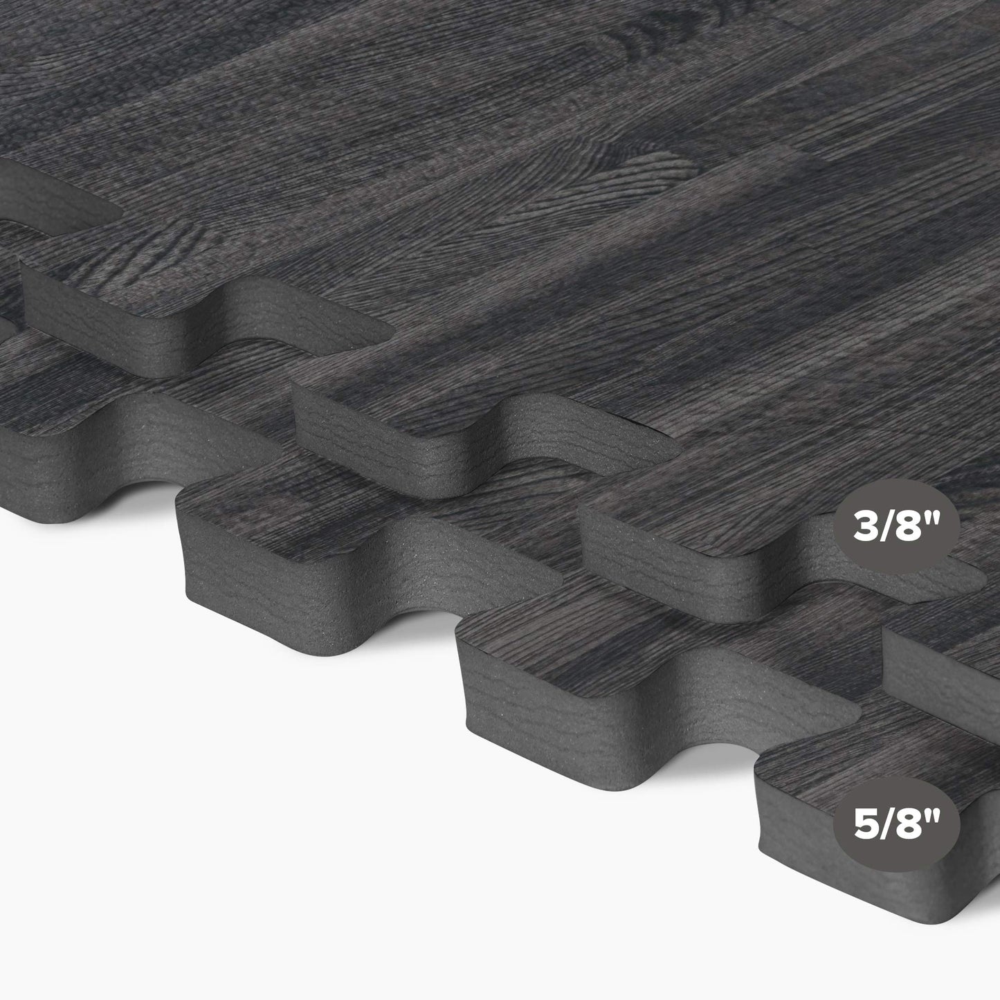 Forest Floor 3/8 Inch Thick Printed Foam Tiles, Premium Wood Grain Interlocking Foam Floor Mats, Anti-Fatigue Flooring – Stylish Flooring Solution, Carbon, 16 Sq Ft