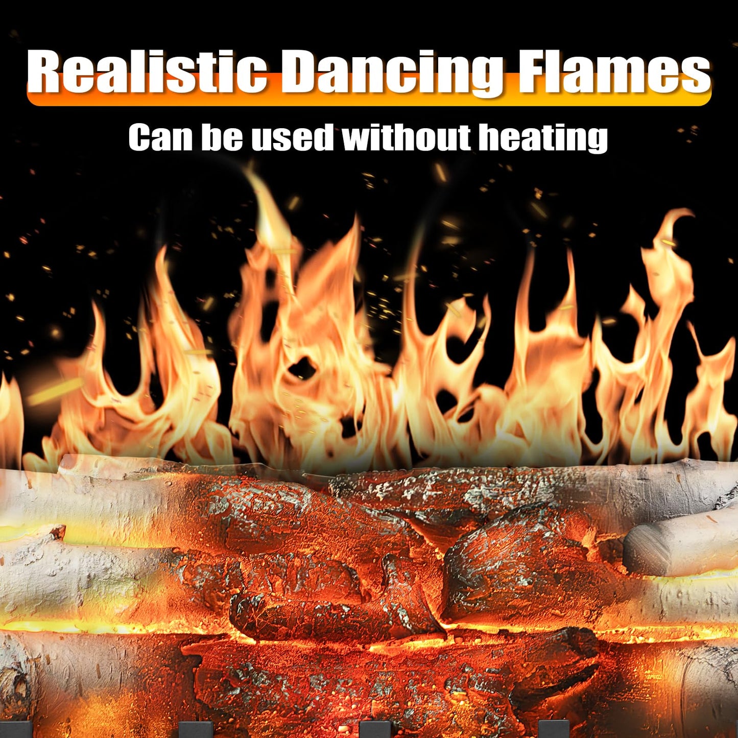 Antarctic Star 21 Inch Electric Fireplace Log Heater Remote Control Real Flame Effect Ember Bed, Overheated Protection, Adjustable Brightness, Speed, Temp and Sound Effect, Indoor Use 750W/1500W