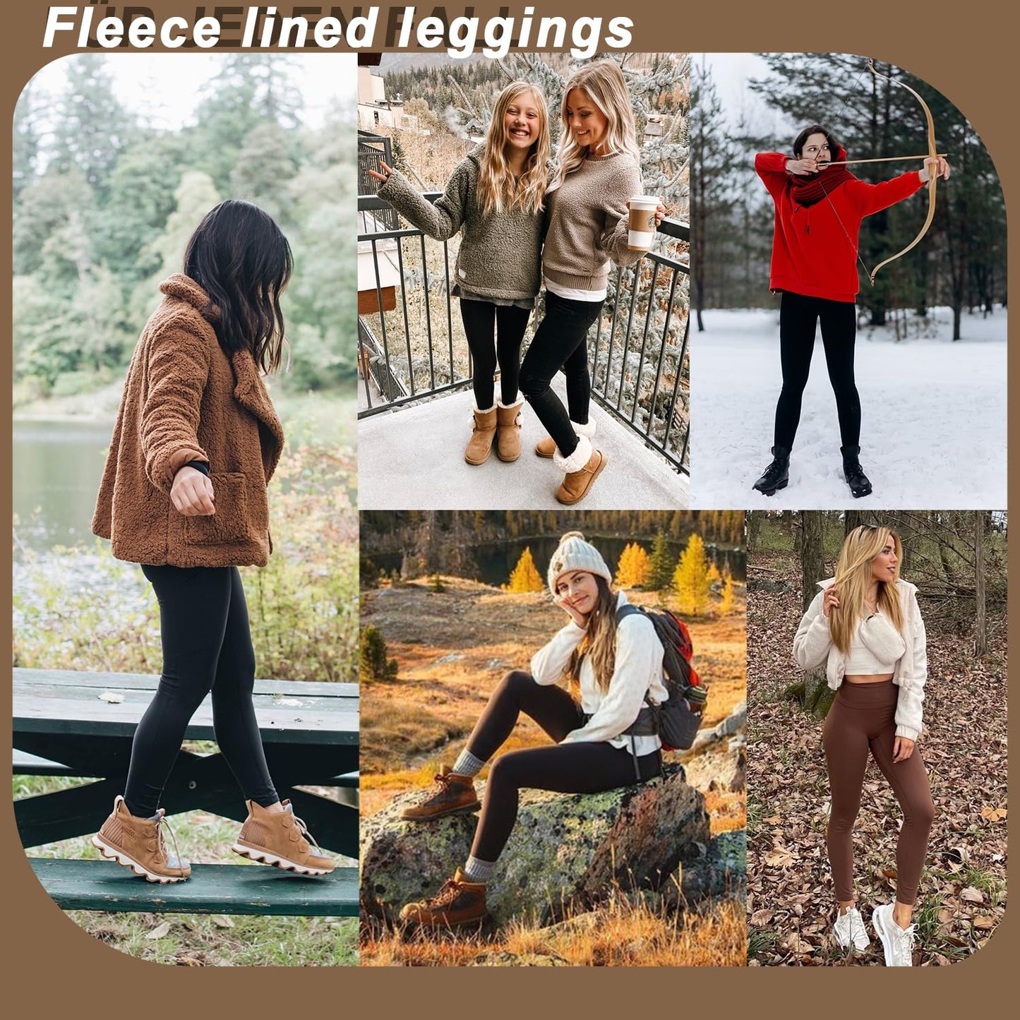 Aoliks Women's Fleece Lined Leggings Soft High Waist Slimming Warm Leggings Winter Workout Yoga Pants