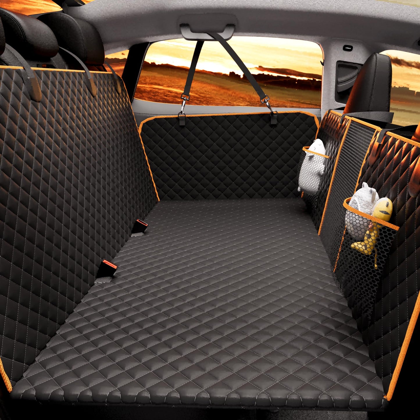 Back Seat Extender for Dogs,Holds 420lbs,Waterproof Dog Car Seat Cover for Back Seat with Hard Bottom,2025 Upgraded Material Dog Hammock for Car,Easy to Use and Clean