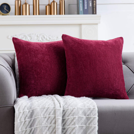 Anickal Valentines Marron Pillow Covers 18x18 Inch Set of 2 Solid Rustic Farmhouse Decorative Throw Pillow Covers Square Cushion Case for Home Sofa Couch Decoration
