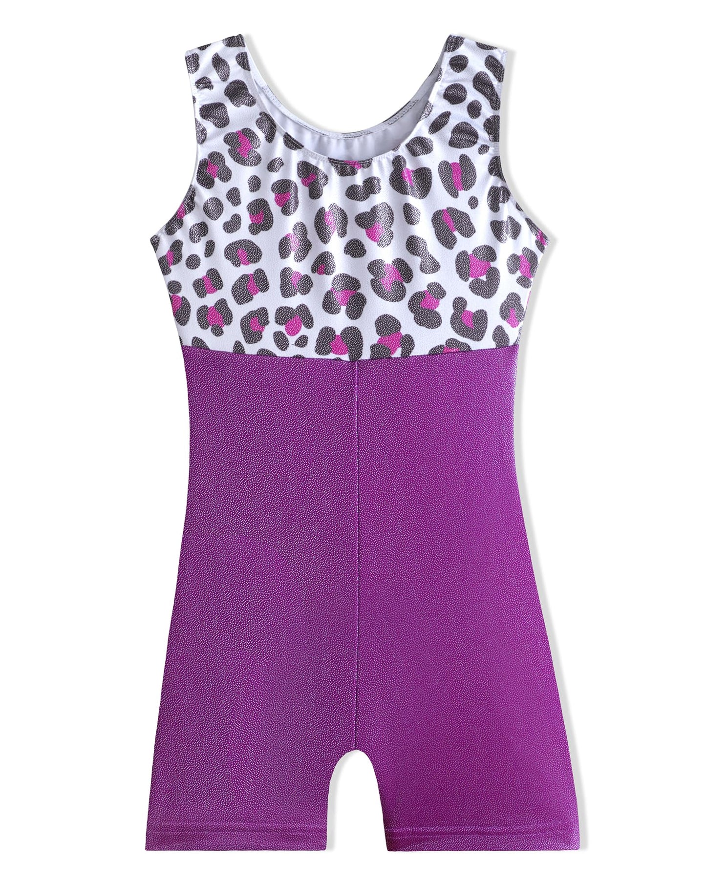 DAXIANG Gymnastics Leotards for Girls Leotard for Girls Gymnastics Outfit Purple Leopard Shorts Dance Unitard Biketards