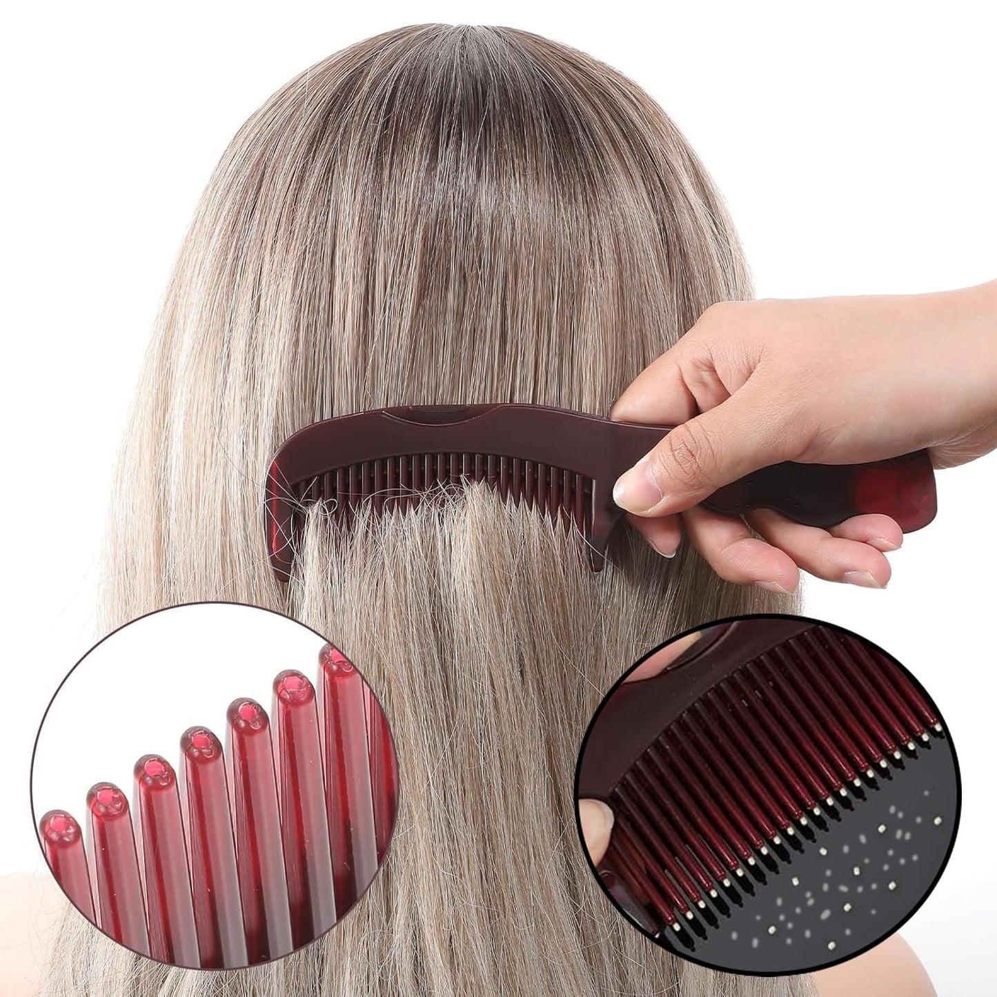 Dandruff Comb for Scalp Care - Multifunctional Hairbrush for Dandruff Removal, Detox & Psoriasis, Lice Comb with Hollow Tooth Design, Scalp Massage Brush for Men, Women & Kids(Red)