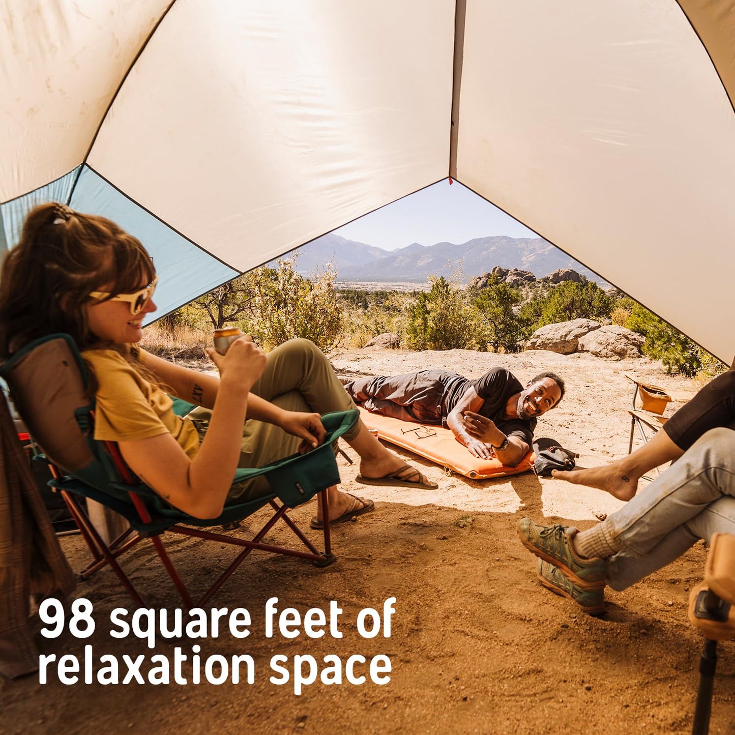 Kelty Sunshade – Pop Up Portable Shade UV Shelter for Beach Trips, Soccer Games, Backyard, Camping, Adjustable Side Wall, Wind Protection, Huge Interior Space, 2024 Model (Fallen Rock)