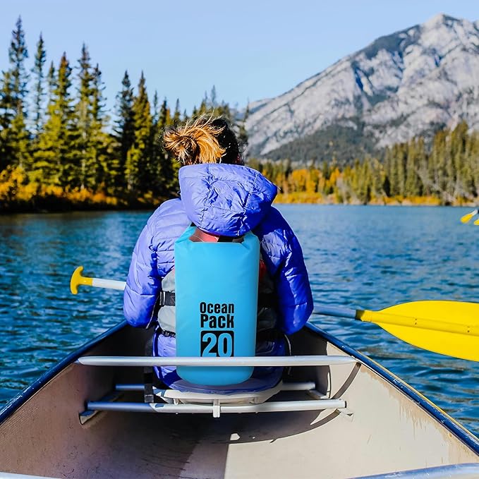 Dry Bag Waterproof for Women Men,15L Rolled Lightweight Dry Storage Bag Backpack with Phone Case for Travel,Swimming,Boating, Kayaking,Camping & Beach,Lake Blue