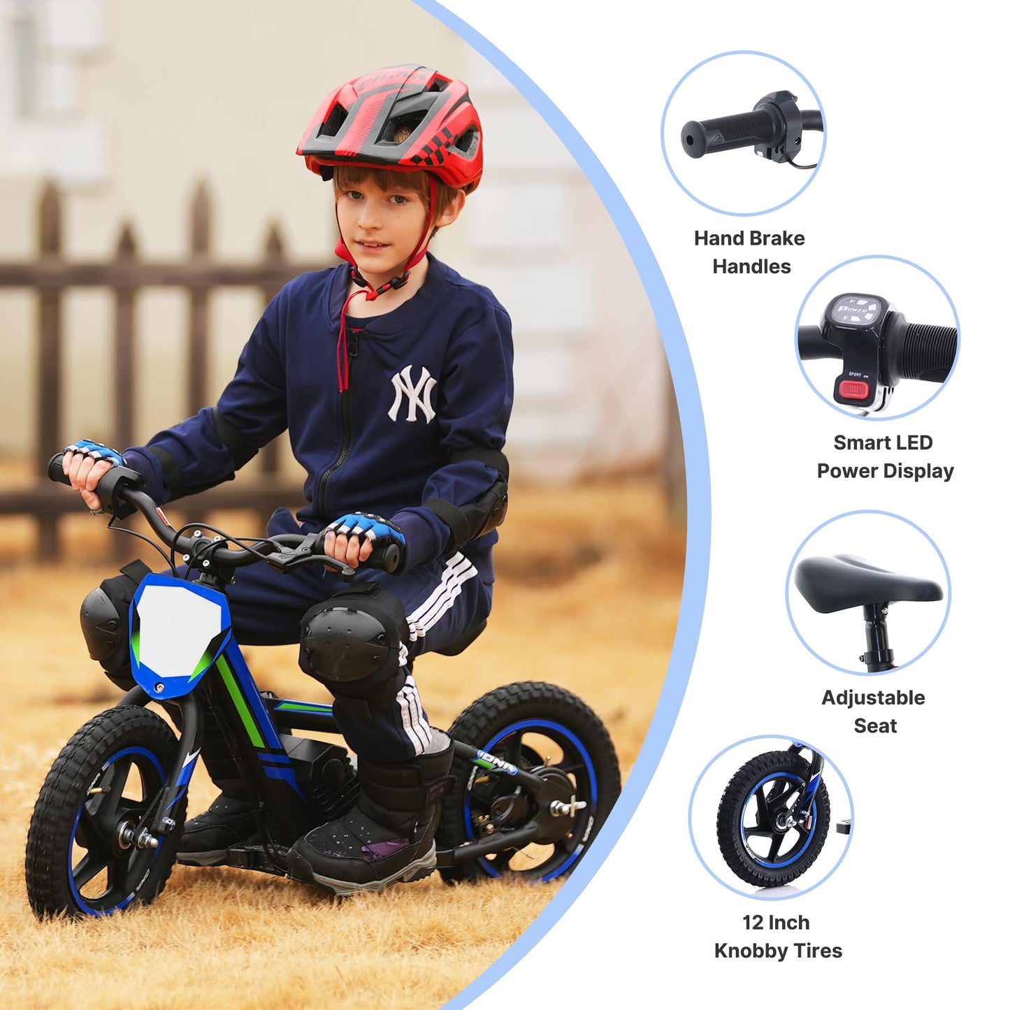 Blissskip Lightweight Electric Dirt Bike for Kids, 170W Powerful Racing Grade Electric Motorcycle Up to 10MPH，24V Detachable Battery, 12-Inch Off-Road Tires, Adjustable Seat - Ideal for Ages 3-6