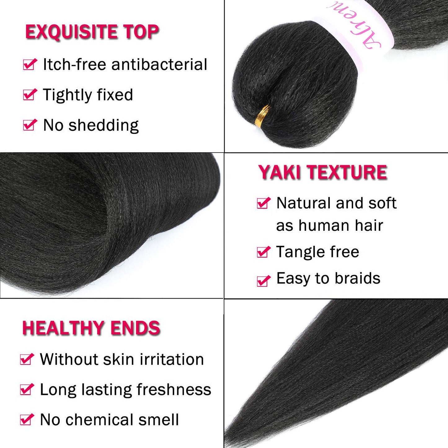 Alrence Pre Stretched Braiding Hair Long Braid 14 Inch 8 Packs Professional Braiding Hair Extensions Synthetic Crochet Twist Braids (14 Inch, 1B#)