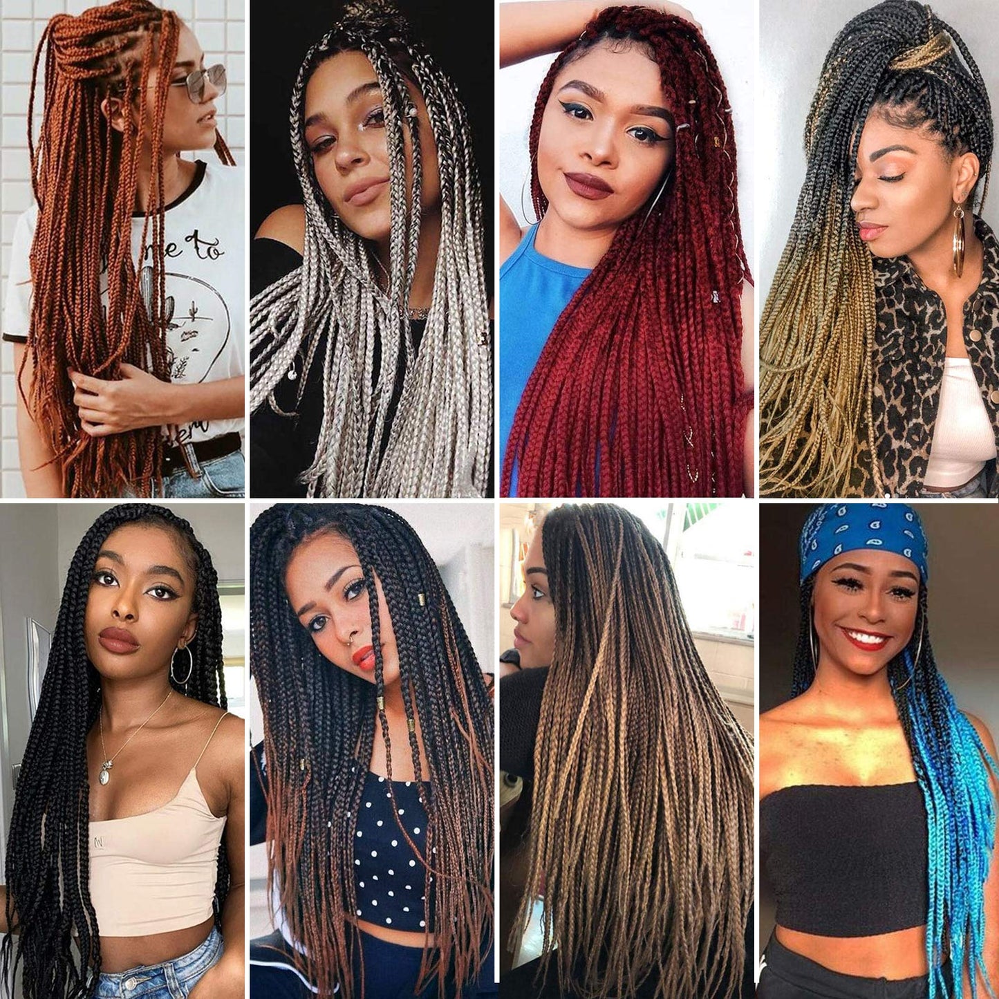 Alrence Pre Stretched Braiding Hair Long Braid 30 Inch 8 Packs Professional Braiding Hair Extensions Synthetic Crochet Twist Braids (30 Inch, 1B/Blue)
