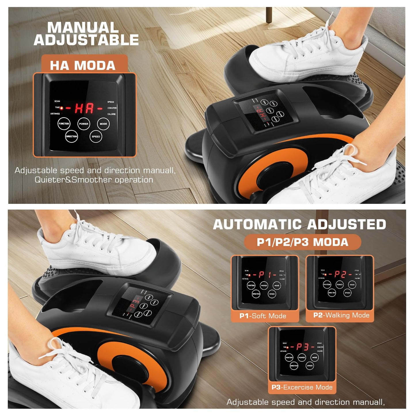 ANCHEER Under Desk Elliptical Machine, Electric Seated Pedal Exerciser, Mini Elliptical Machines for Seniors, LCD Display Monitor, Remote Control, Leg Exerciser for Home (Training Orange)
